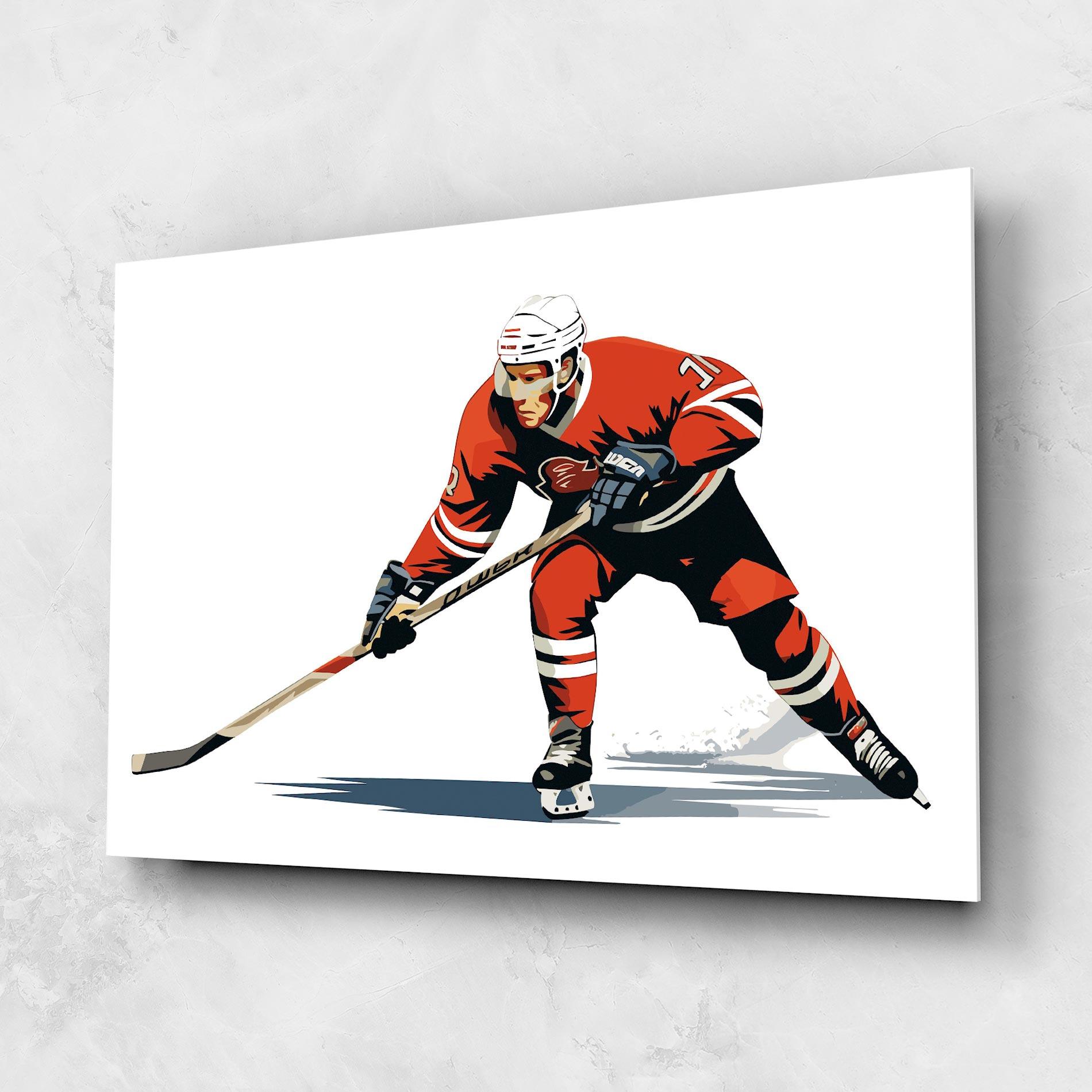 Tablou Sticla Hockey Orange Player mockup 1