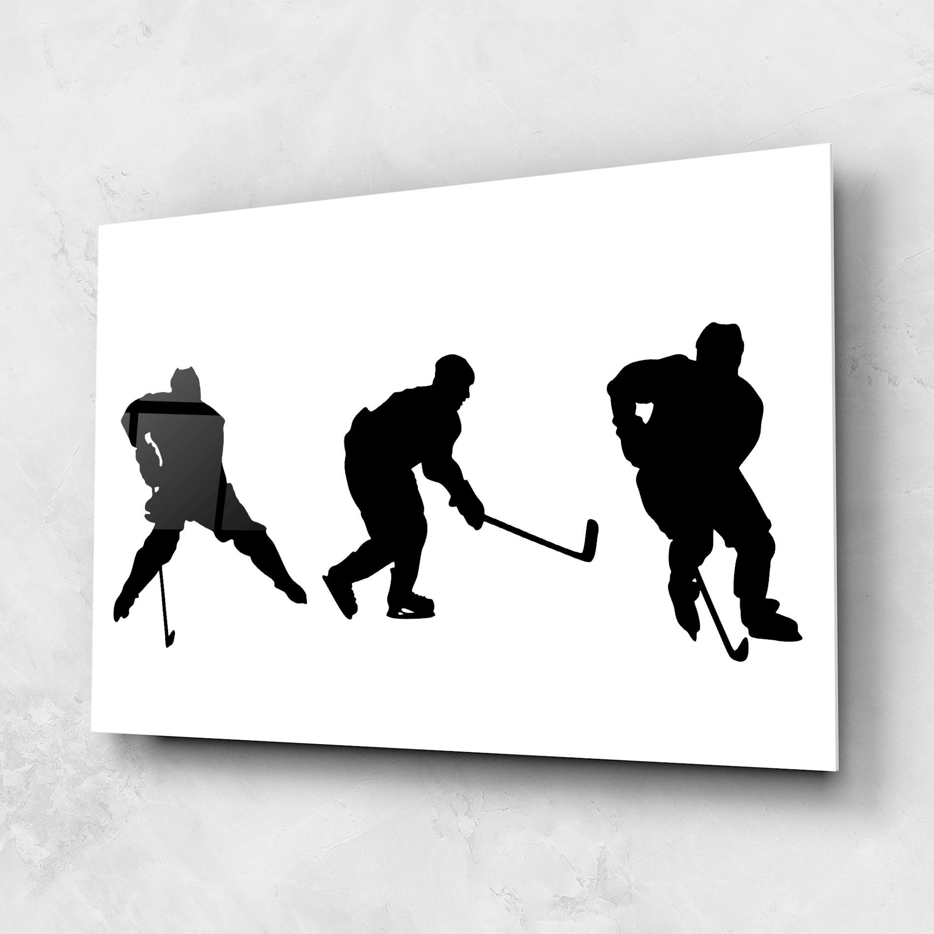 Tablou Sticla Hockey Pose mockup 1