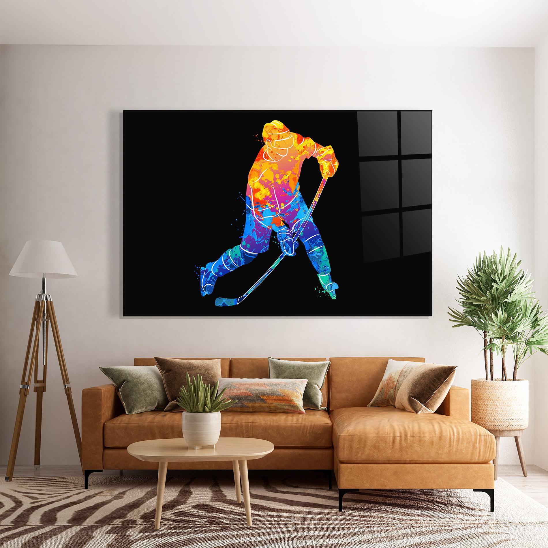 Tablou Sticla Color Mix Hockey mockup 7