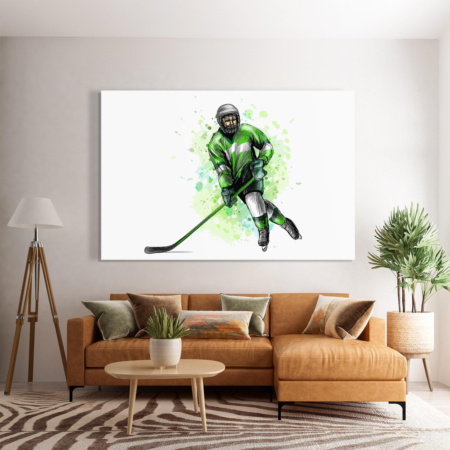 Tablou Sticla Green Hockey mockup 7
