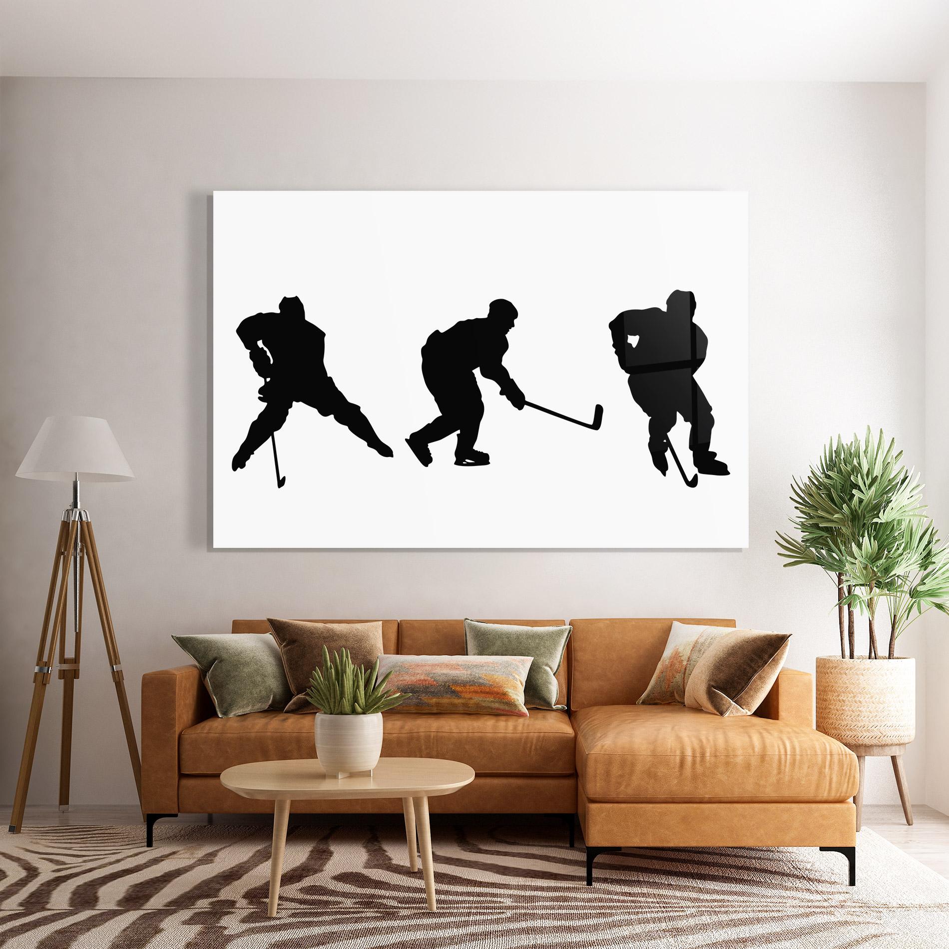 Tablou Sticla Hockey Pose mockup 7