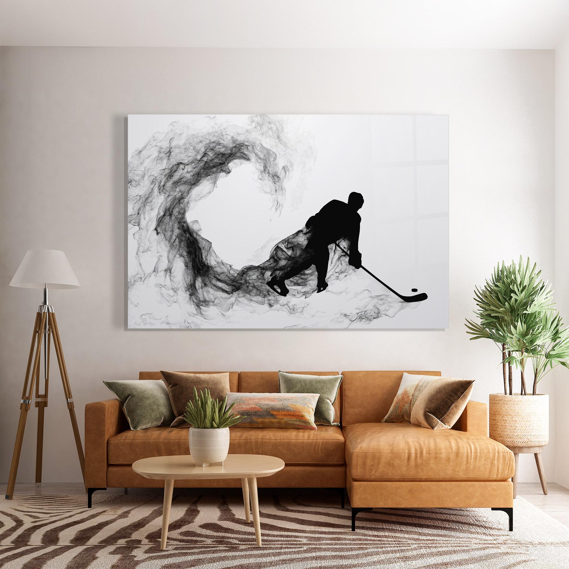 Tablou Sticla Hockey Smoke mockup 7