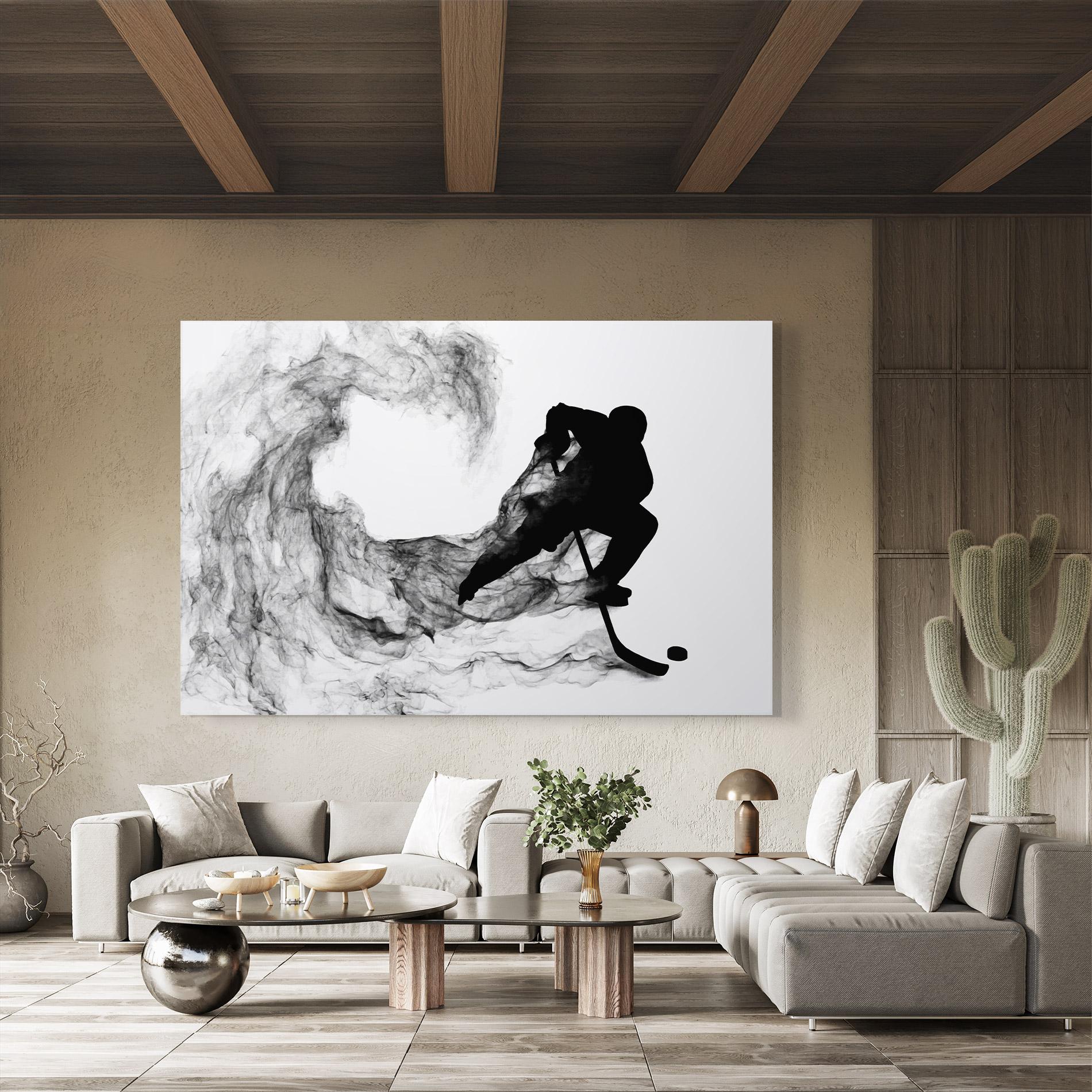 Tablou Sticla Black Smoke Hockey mockup 8