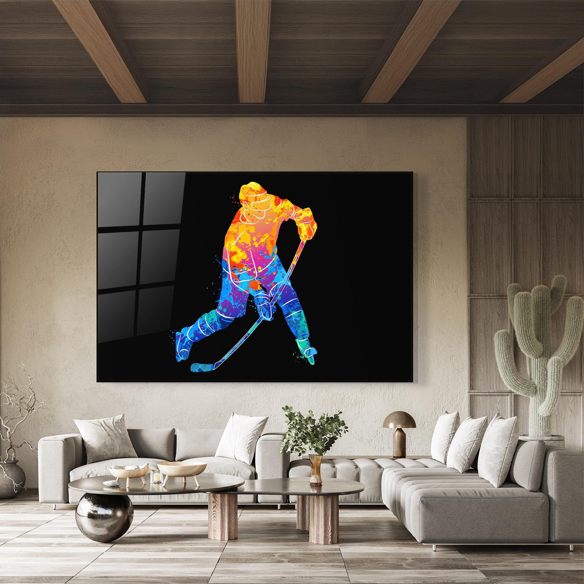 Tablou Sticla Color Mix Hockey mockup 8