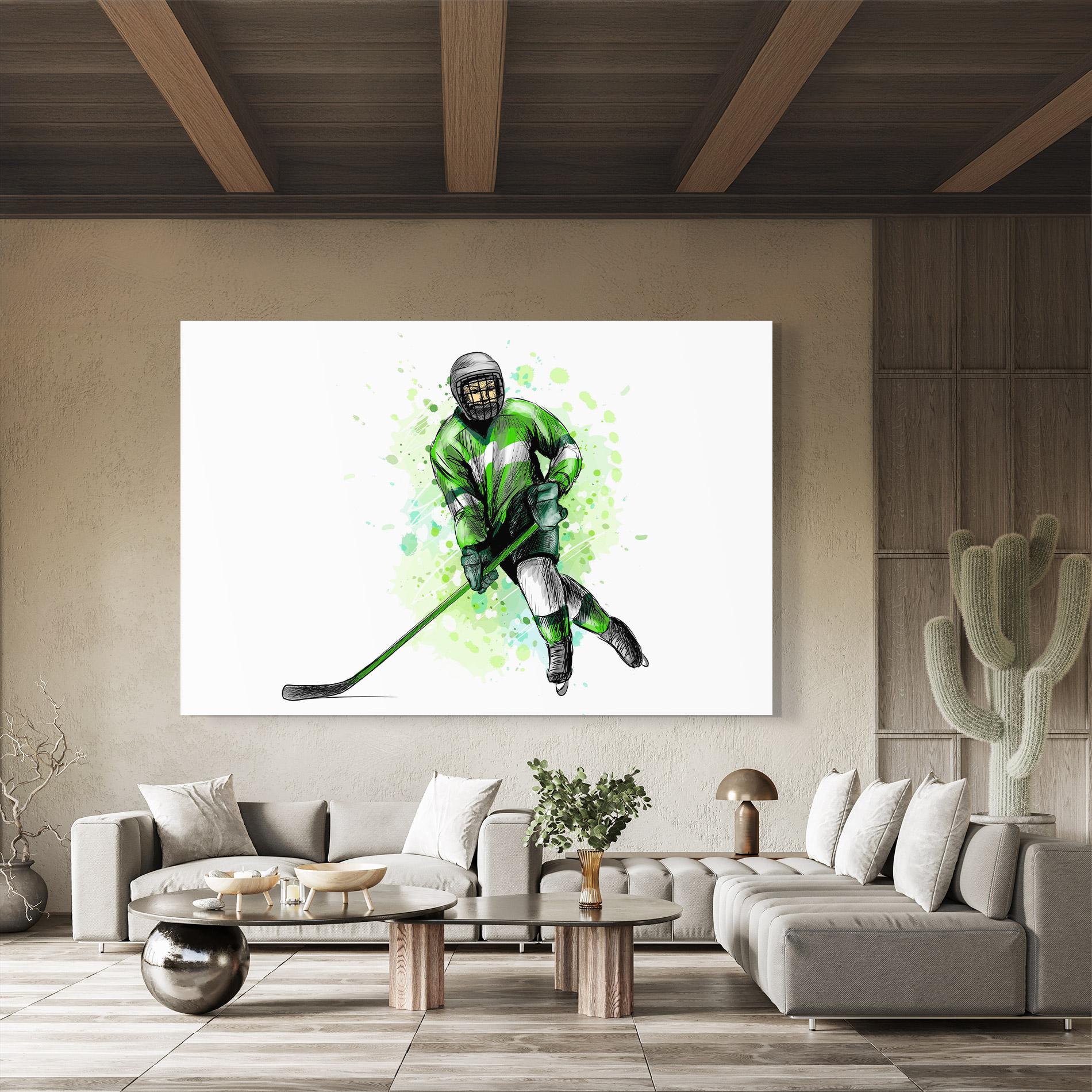 Tablou Sticla Green Hockey mockup 8
