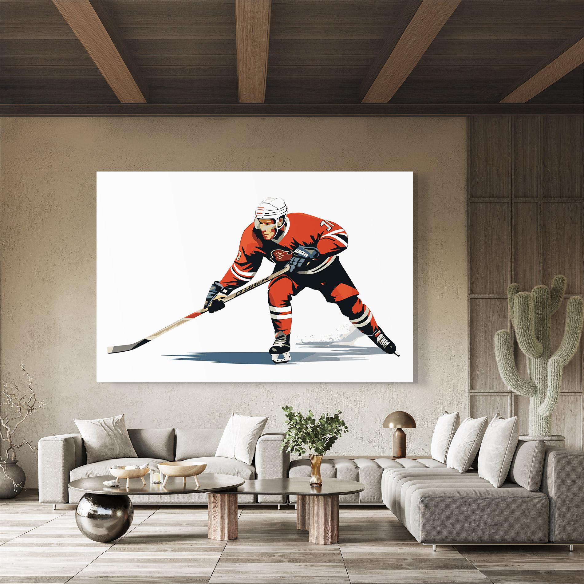 Tablou Sticla Hockey Orange Player mockup 8