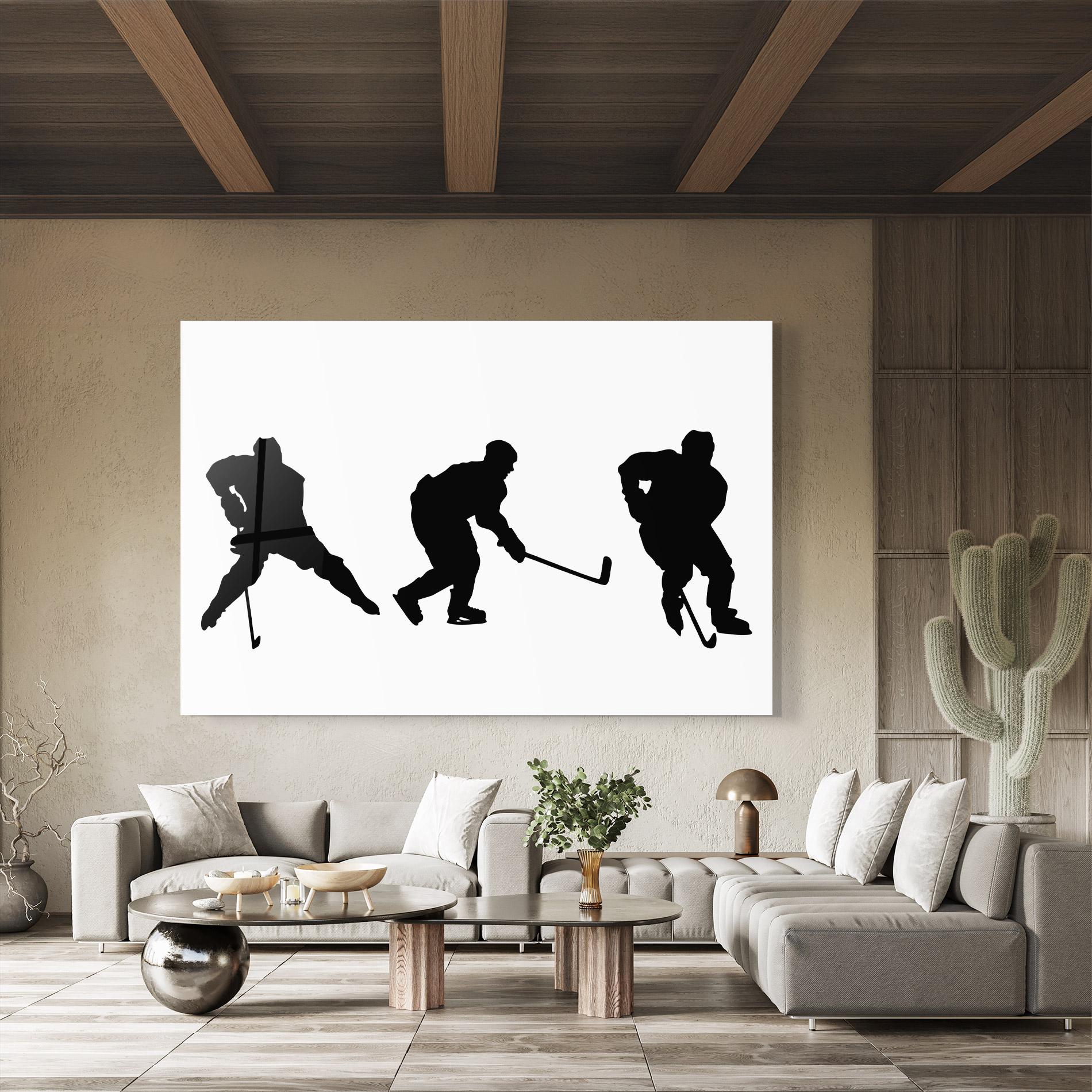 Tablou Sticla Hockey Pose mockup 8