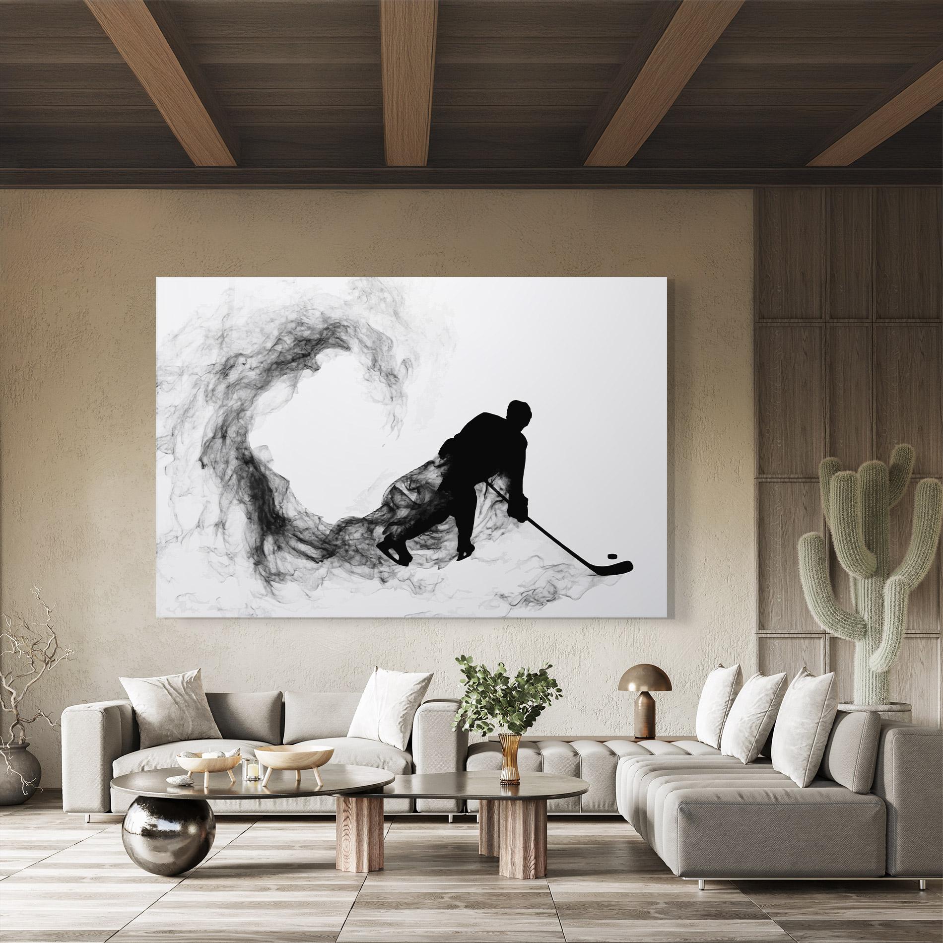 Tablou Sticla Hockey Smoke mockup 8