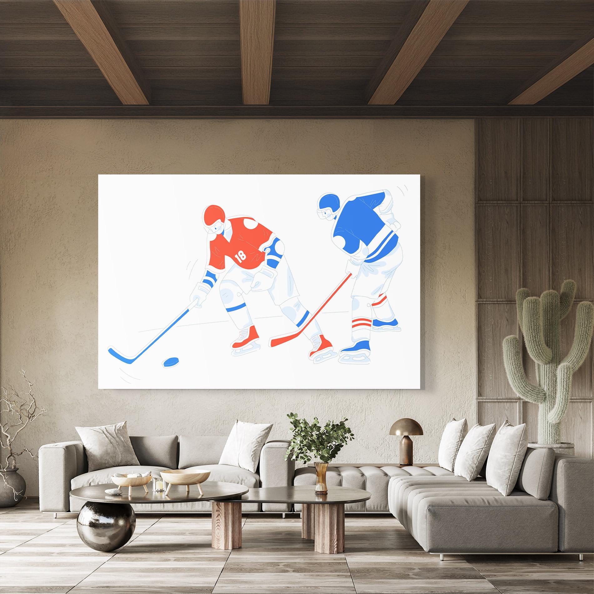 Tablou Sticla Orange Blue Hockey mockup 8