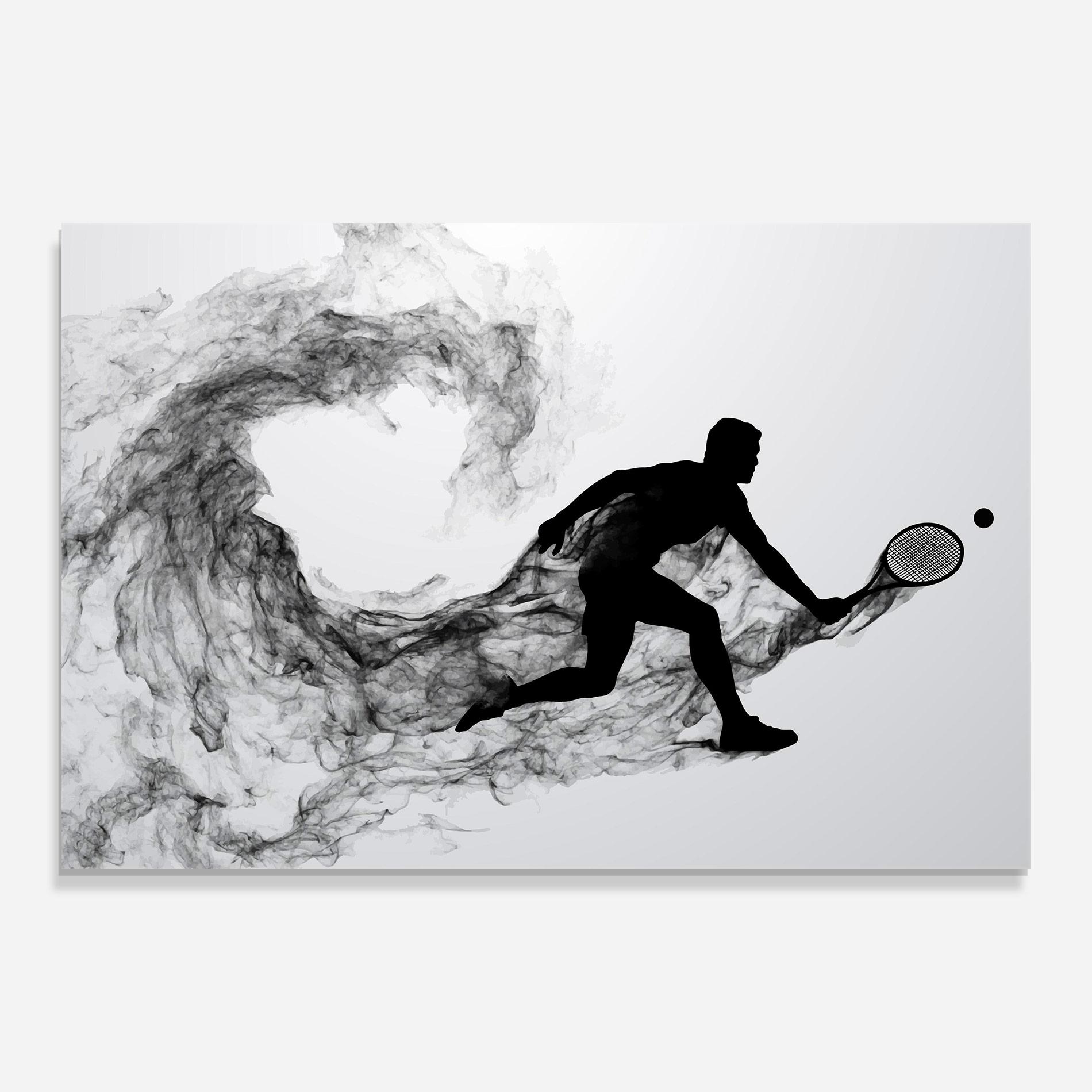 Tablou Sticla Black Smoke Tennis mockup 0
