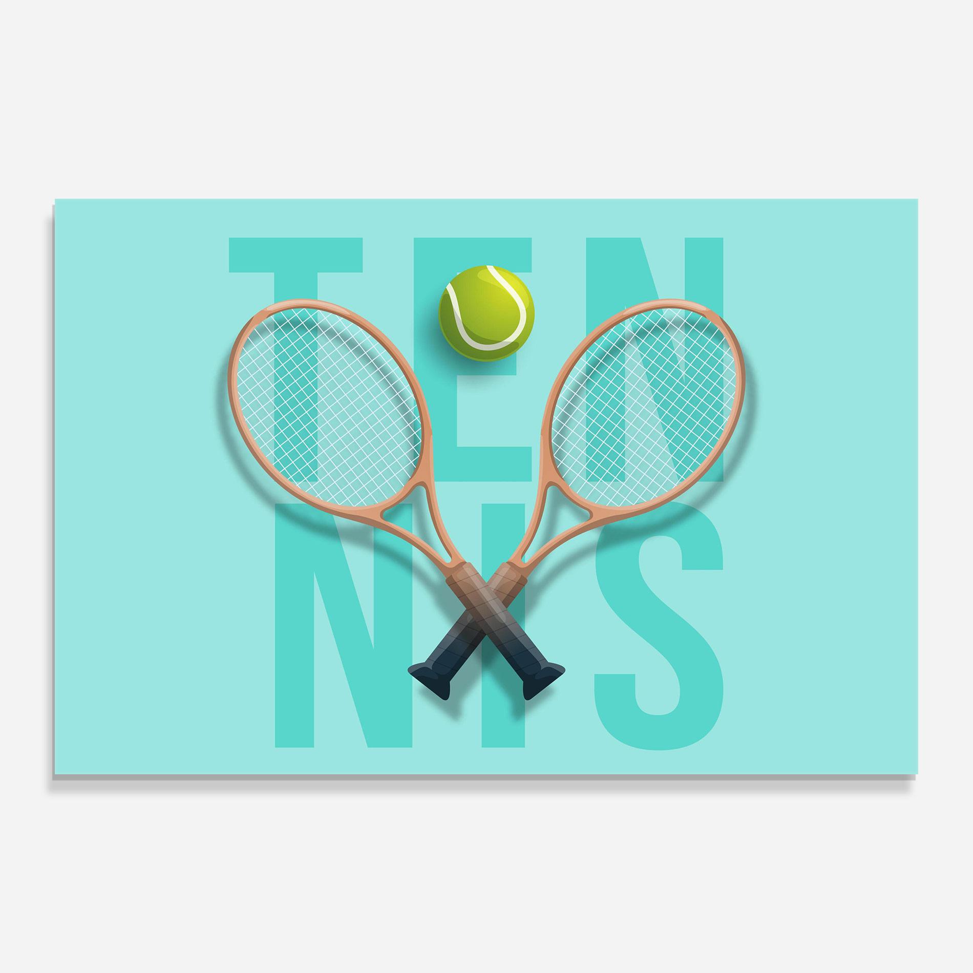 Tablou Sticla Light Blue Tennis mockup 0