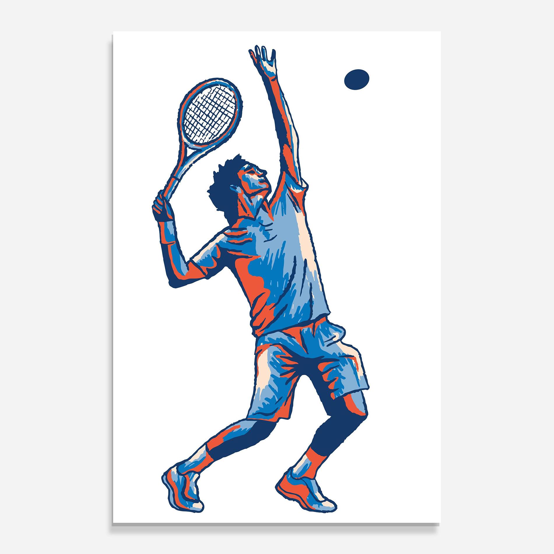 Tablou Sticla Blue Red Tennis mockup 0