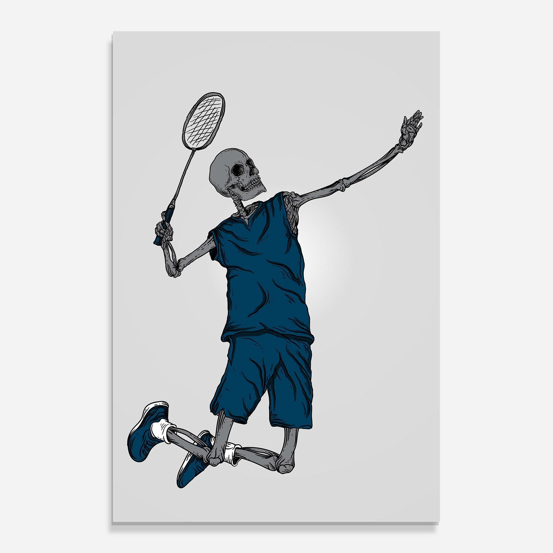 Tablou Sticla Blue Skull Tennis mockup 0