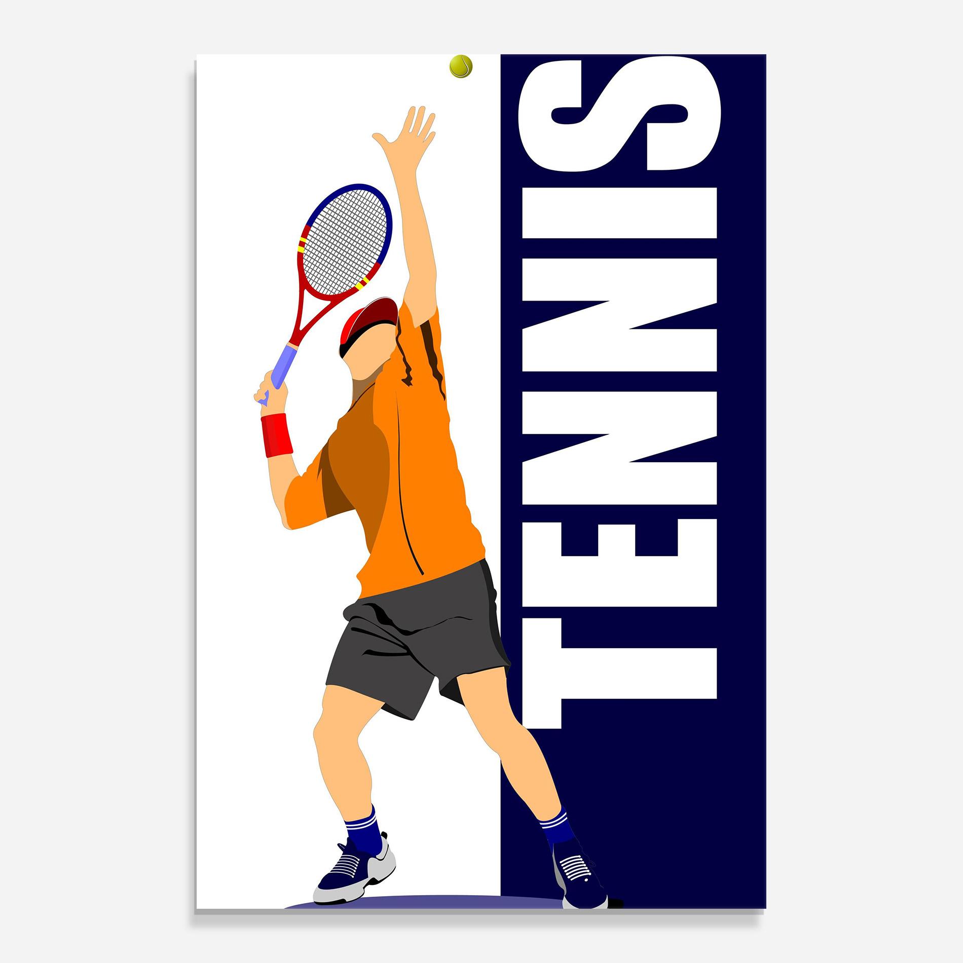 Tablou Sticla Orange Tennis Player mockup 0