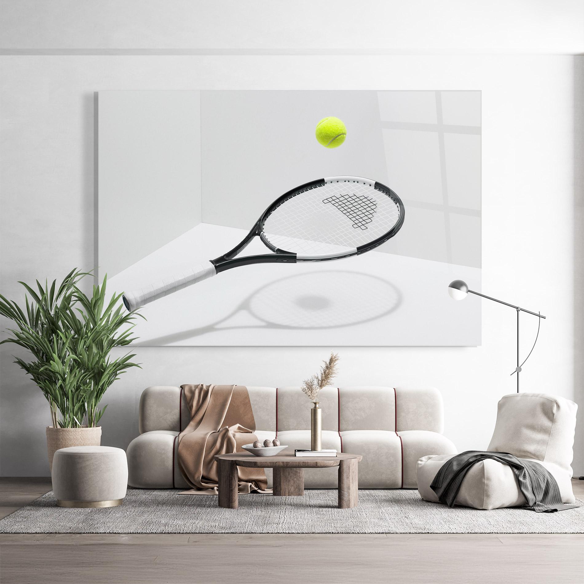 Tablou Sticla Floating Tennis Racket mockup 9
