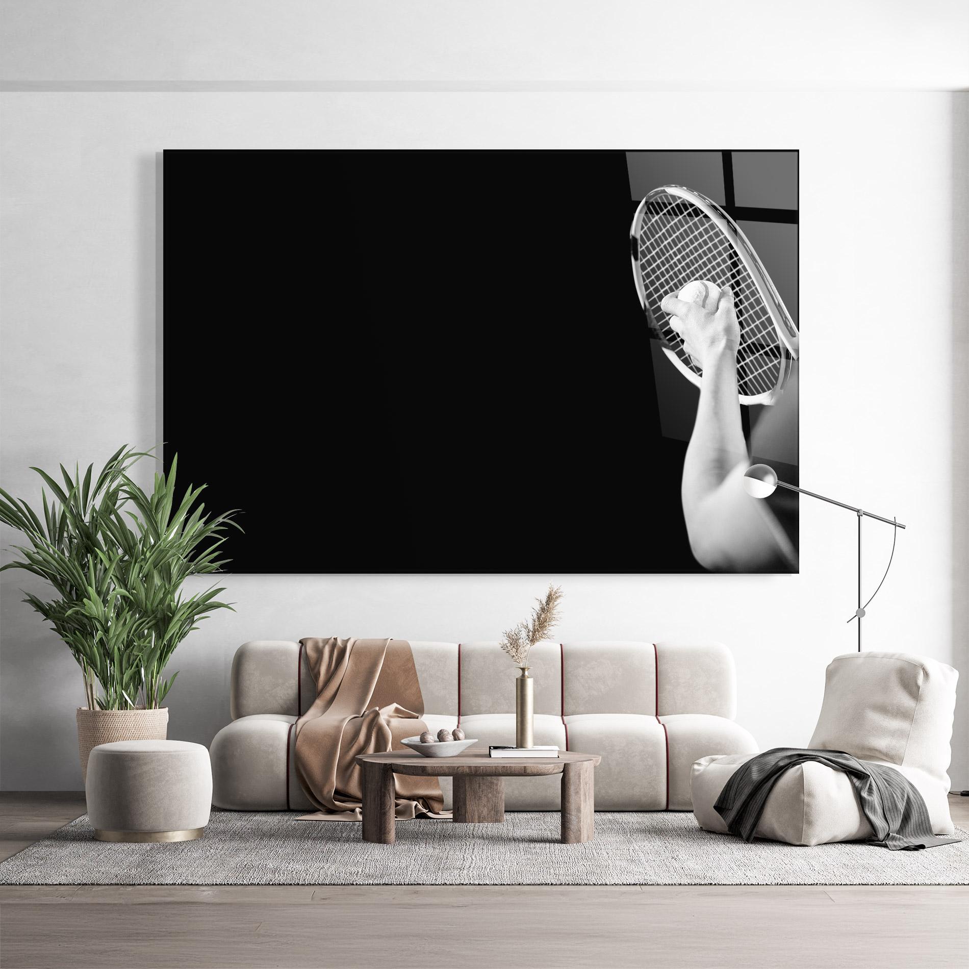 Tablou Sticla Grey Tennis Racket mockup 9