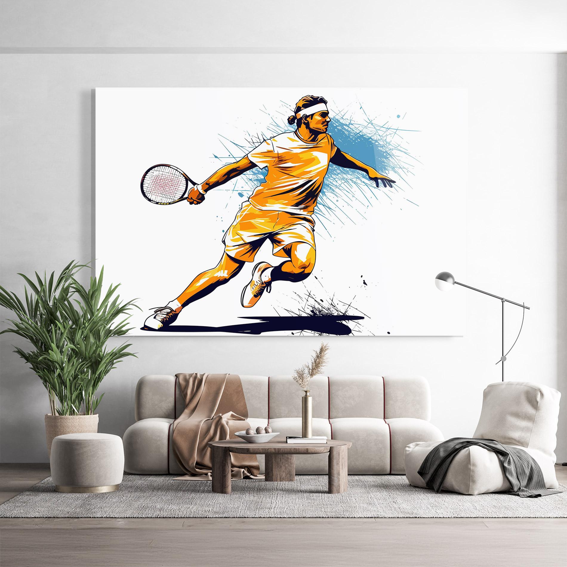 Tablou Sticla Orange Blue Tennis mockup 9