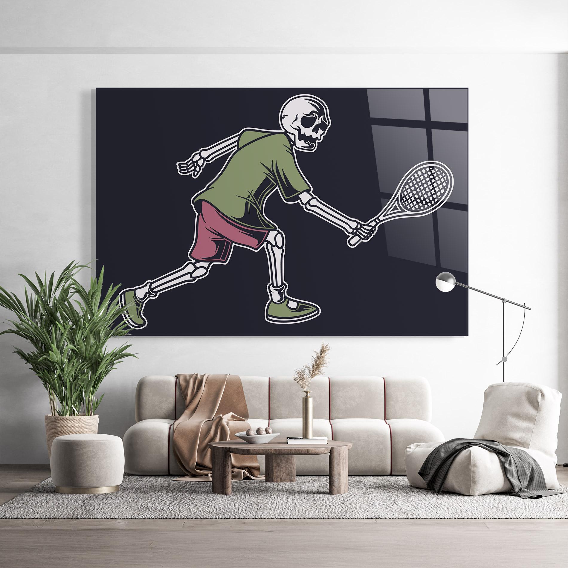 Tablou Sticla Skull Tennis mockup 9