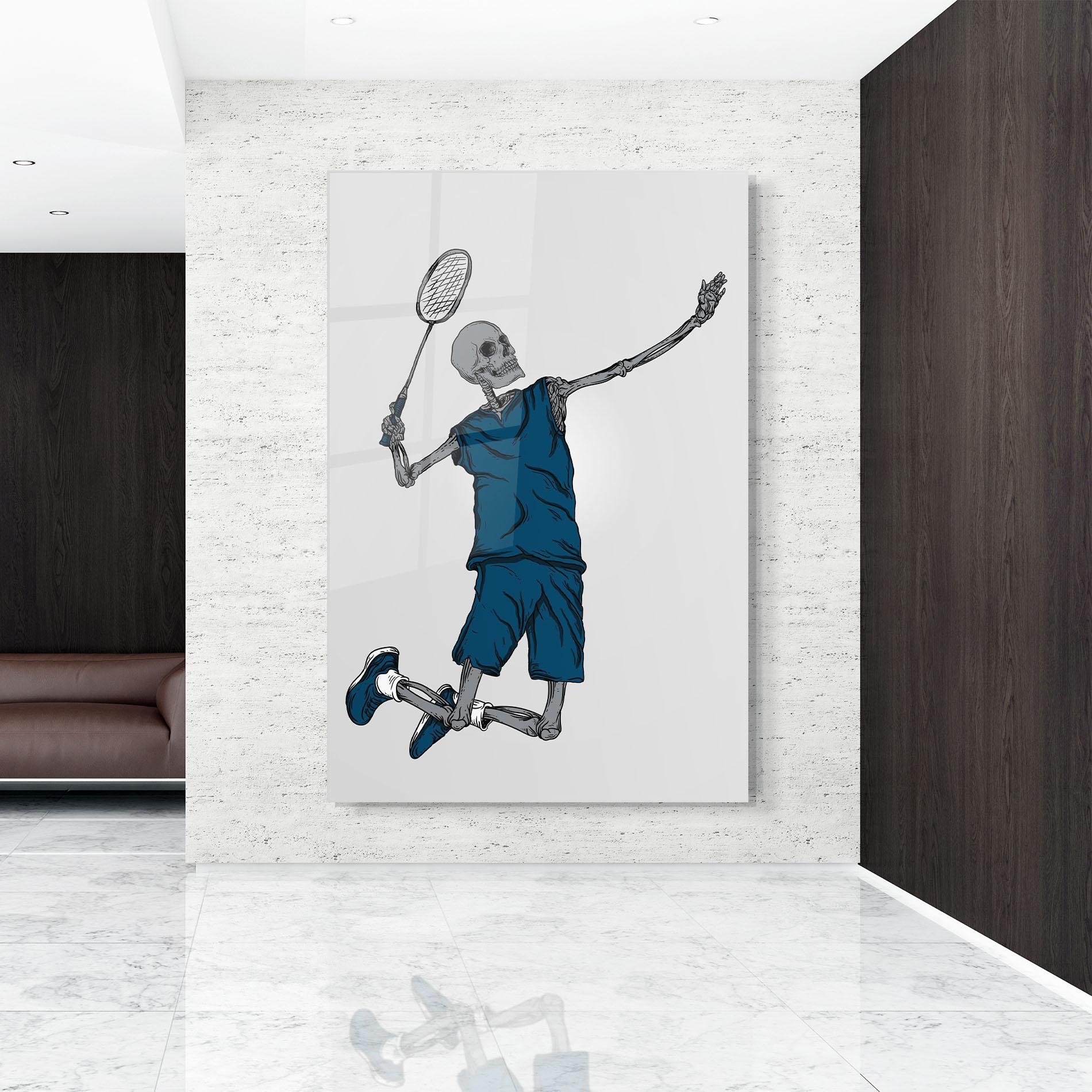 Tablou Sticla Blue Skull Tennis mockup 9