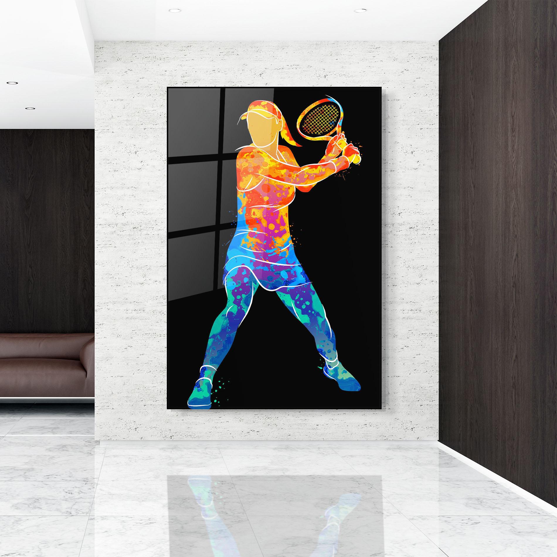 Tablou Sticla Green Orange Tennis mockup 9