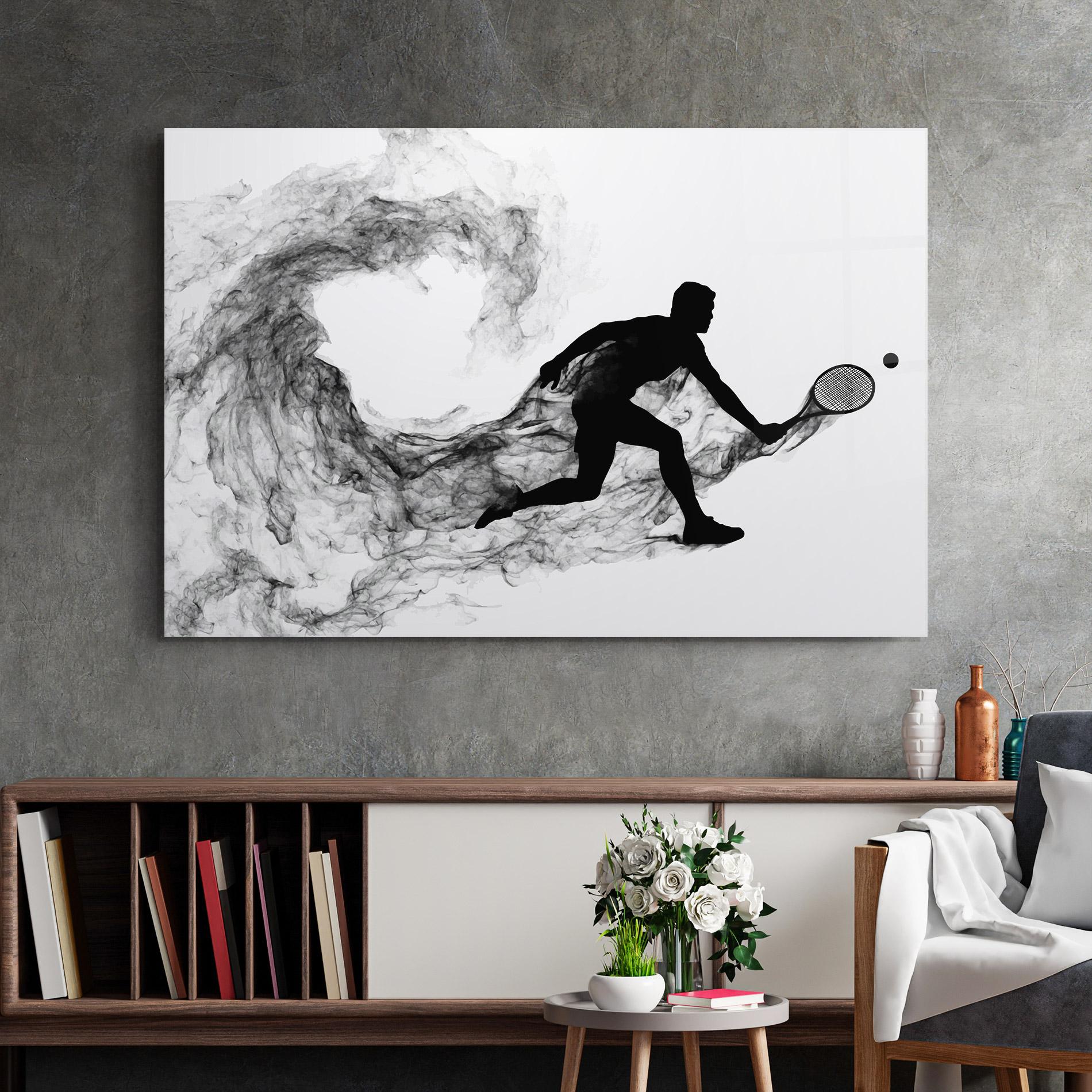 Tablou Sticla Black Smoke Tennis mockup 2