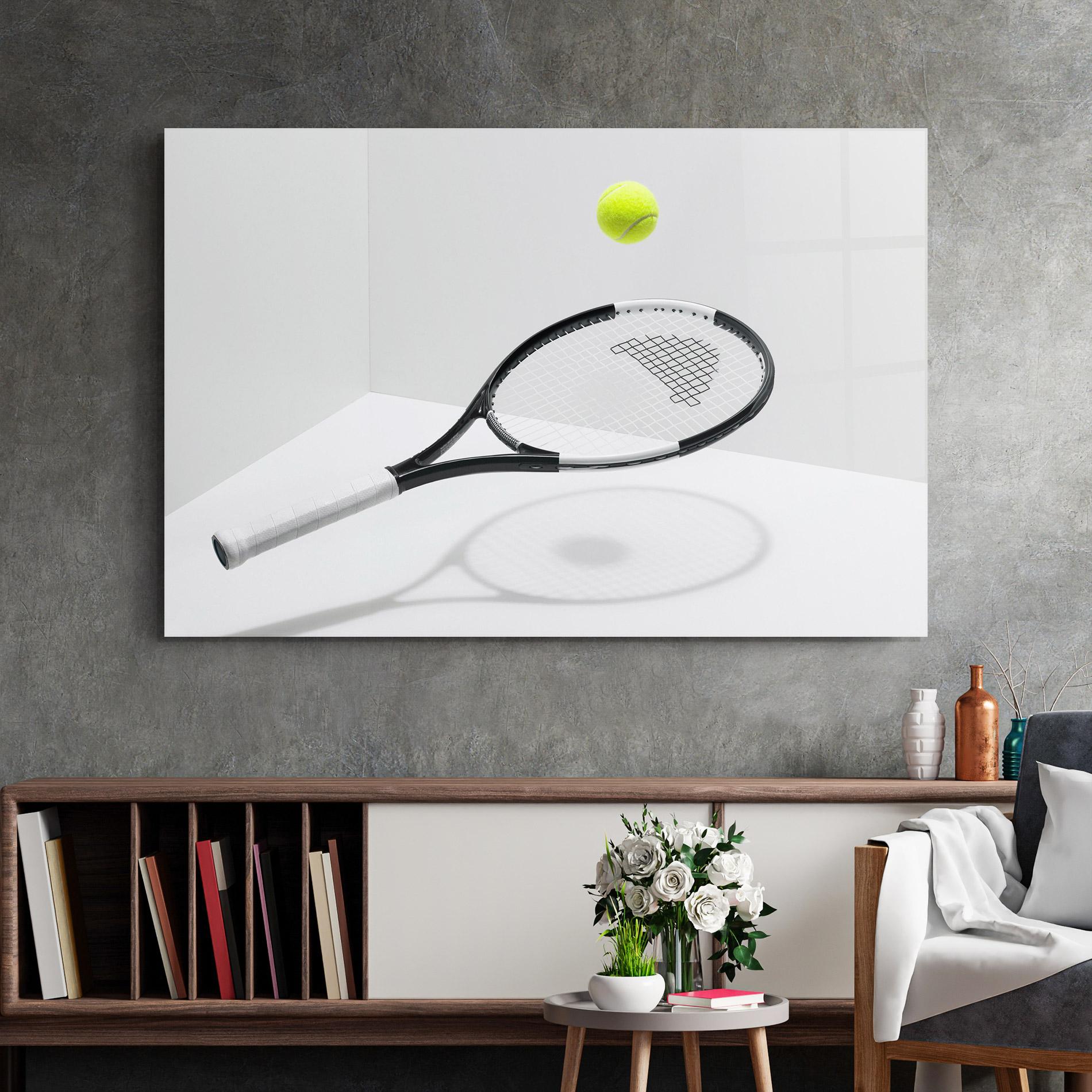 Tablou Sticla Floating Tennis Racket mockup 2
