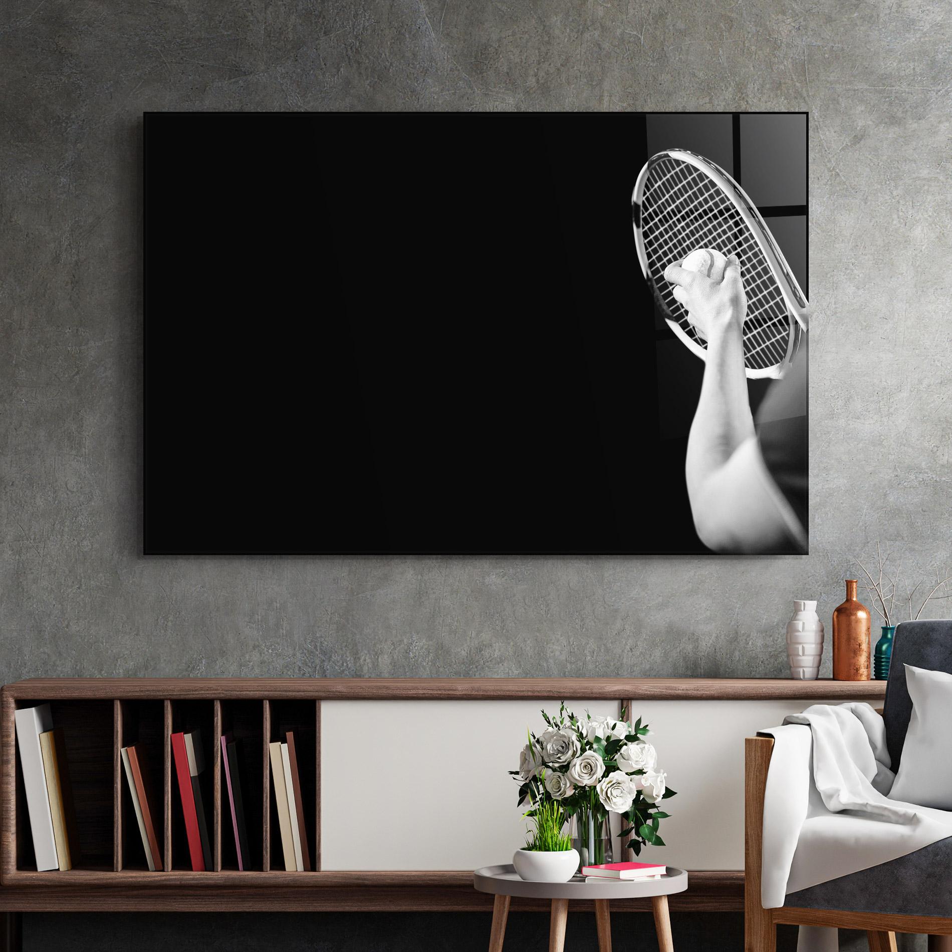 Tablou Sticla Grey Tennis Racket mockup 2