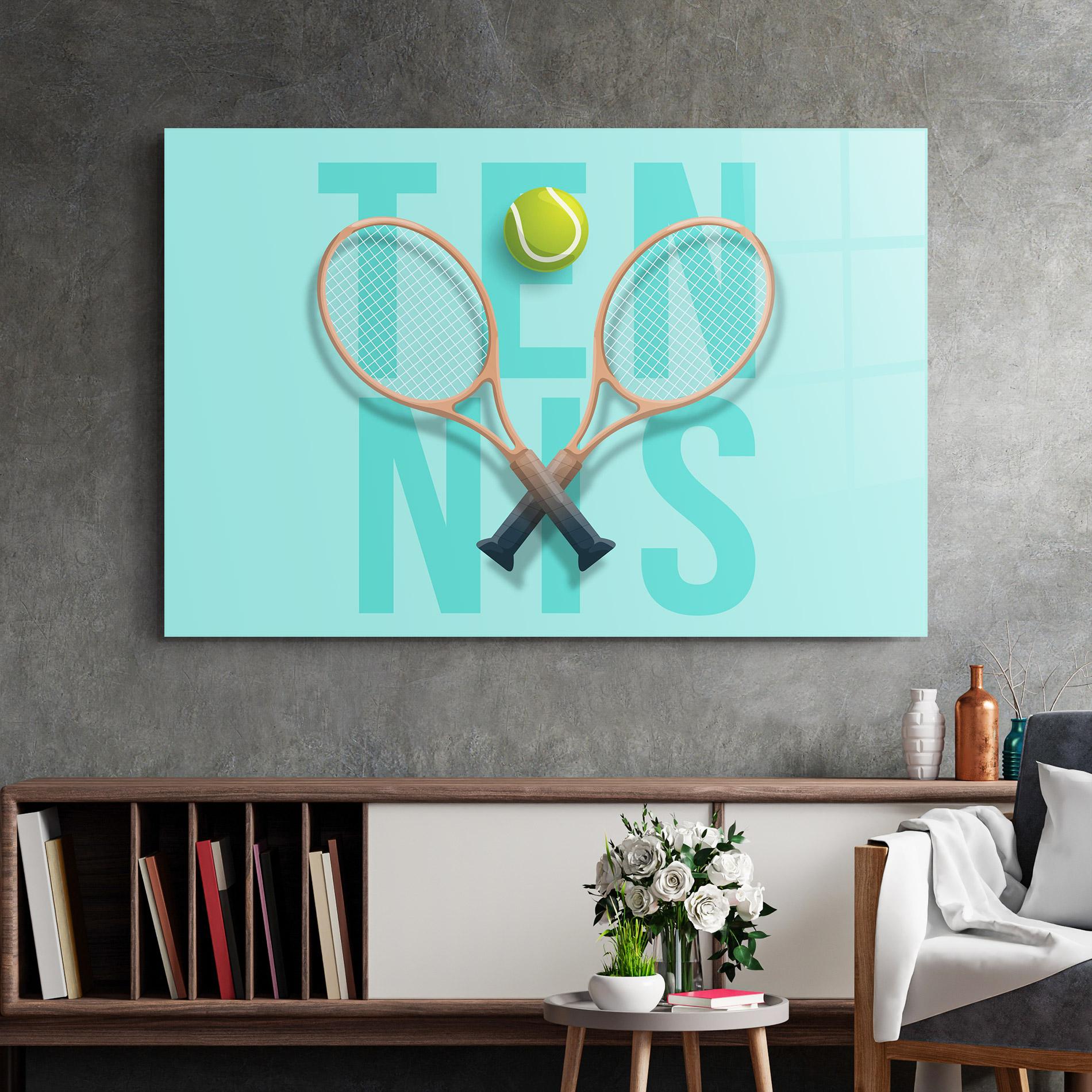 Tablou Sticla Light Blue Tennis mockup 2