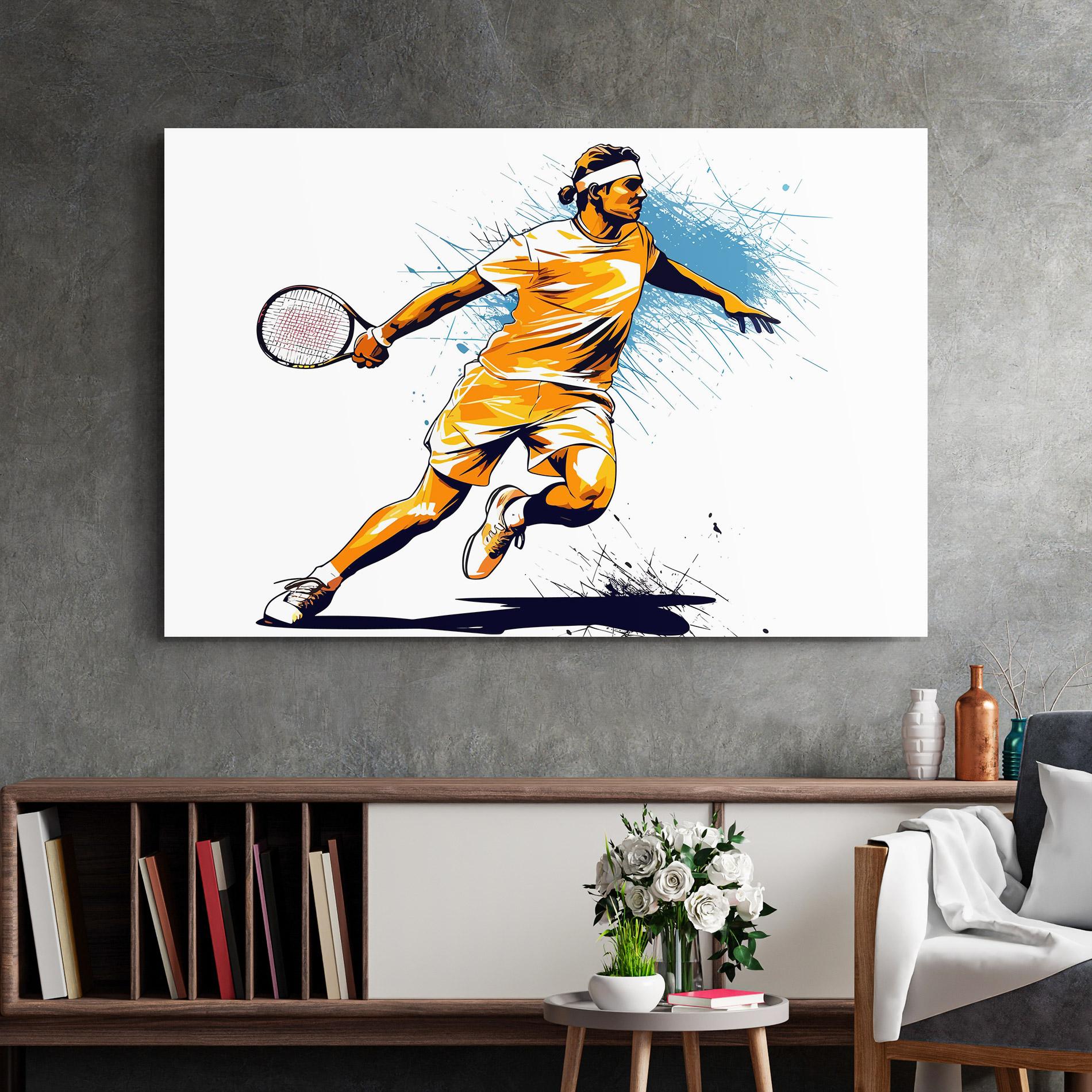 Tablou Sticla Orange Blue Tennis mockup 2