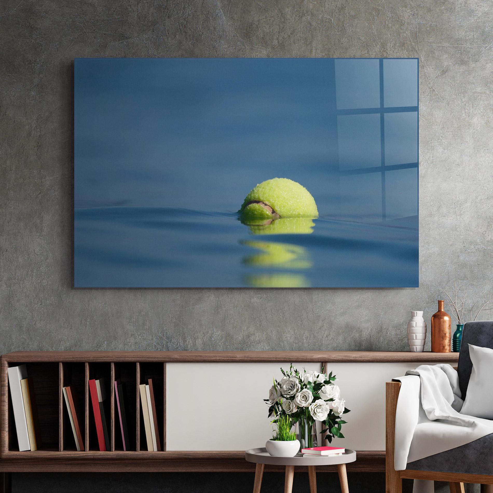 Tablou Sticla Tennis Ball In Water mockup 2