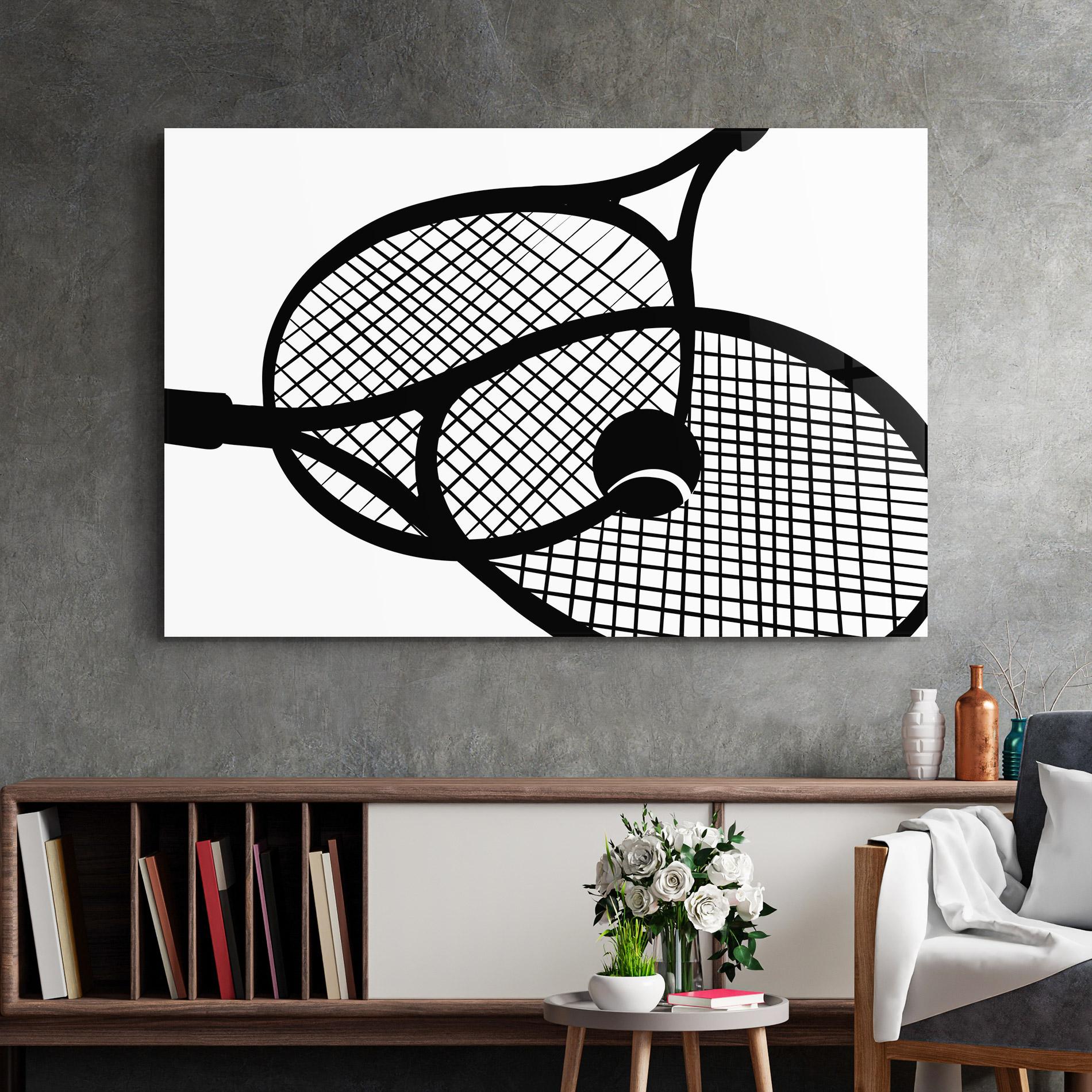 Tablou Sticla Tennis Ball Line mockup 2