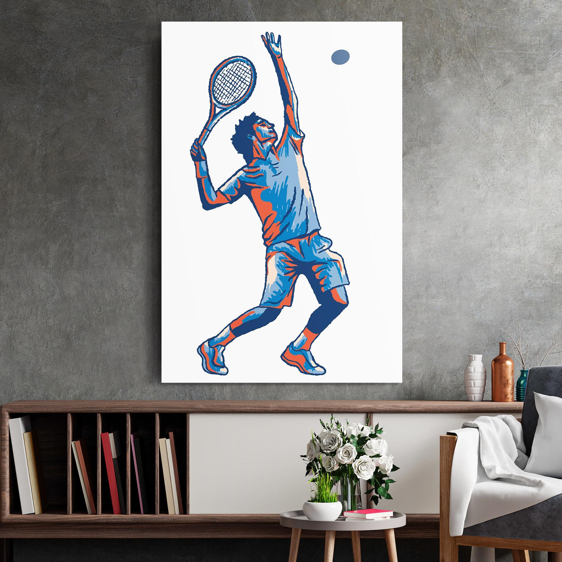 Tablou Sticla Blue Red Tennis mockup 2