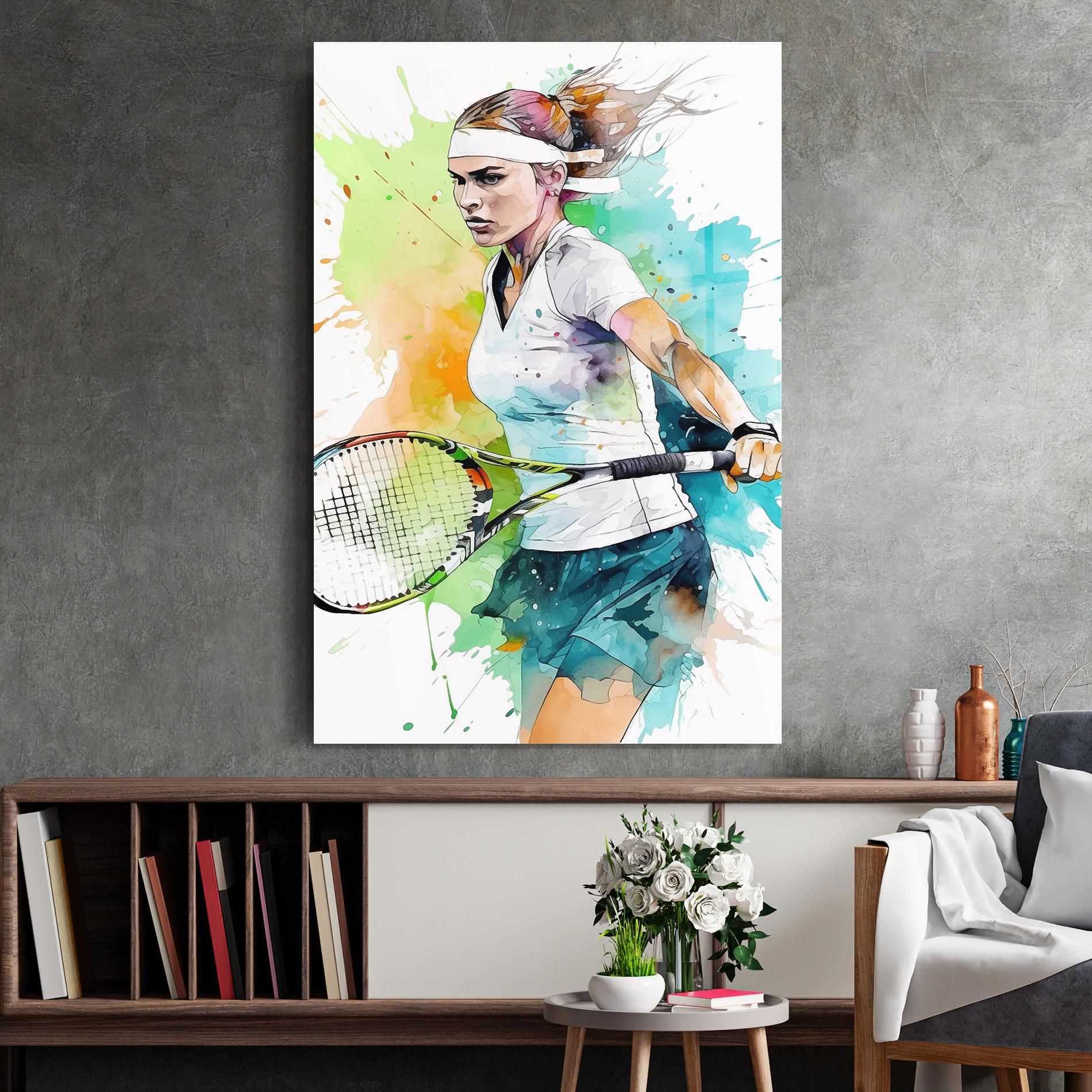 Tablou Sticla Green Blue Tennis mockup 2
