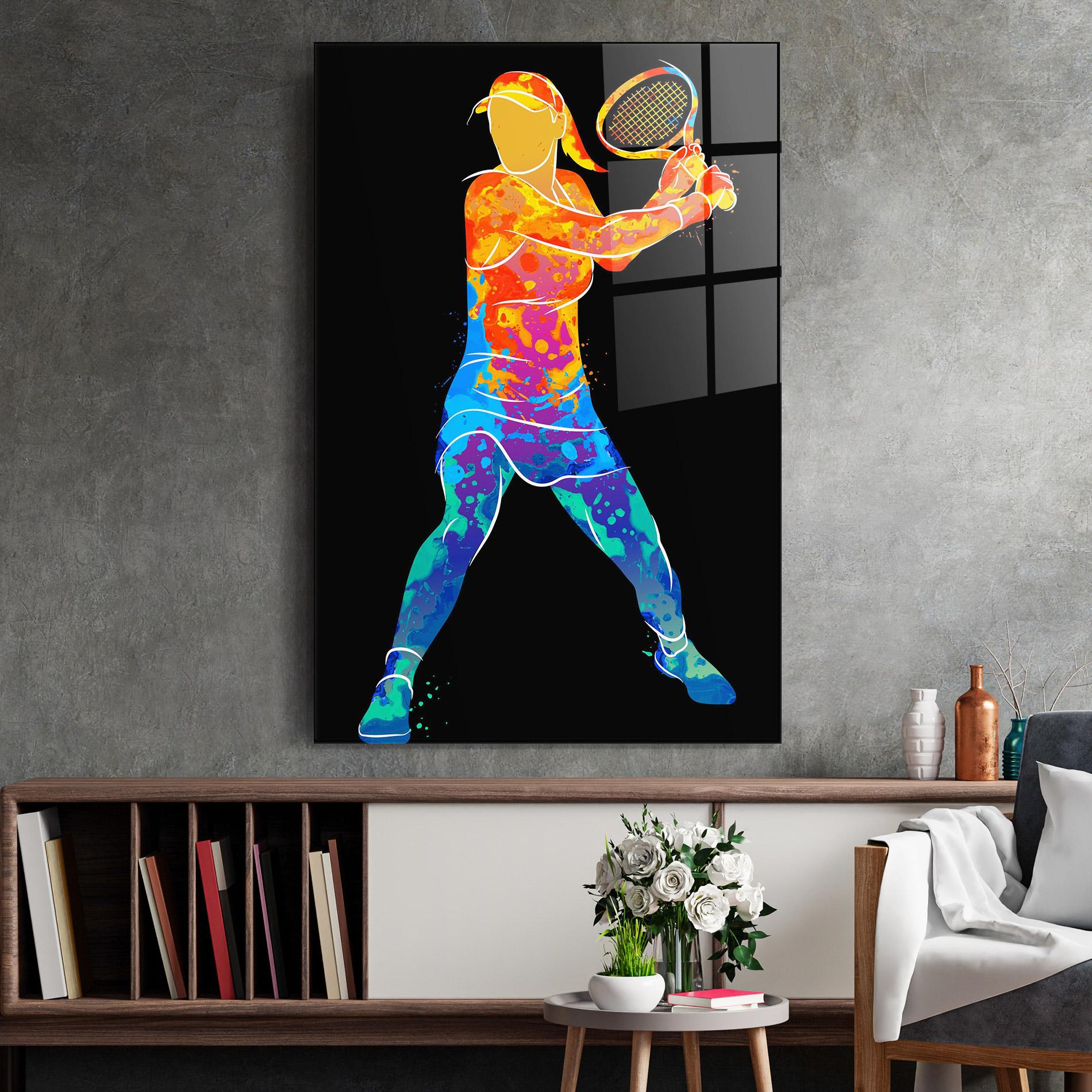 Tablou Sticla Green Orange Tennis mockup 2