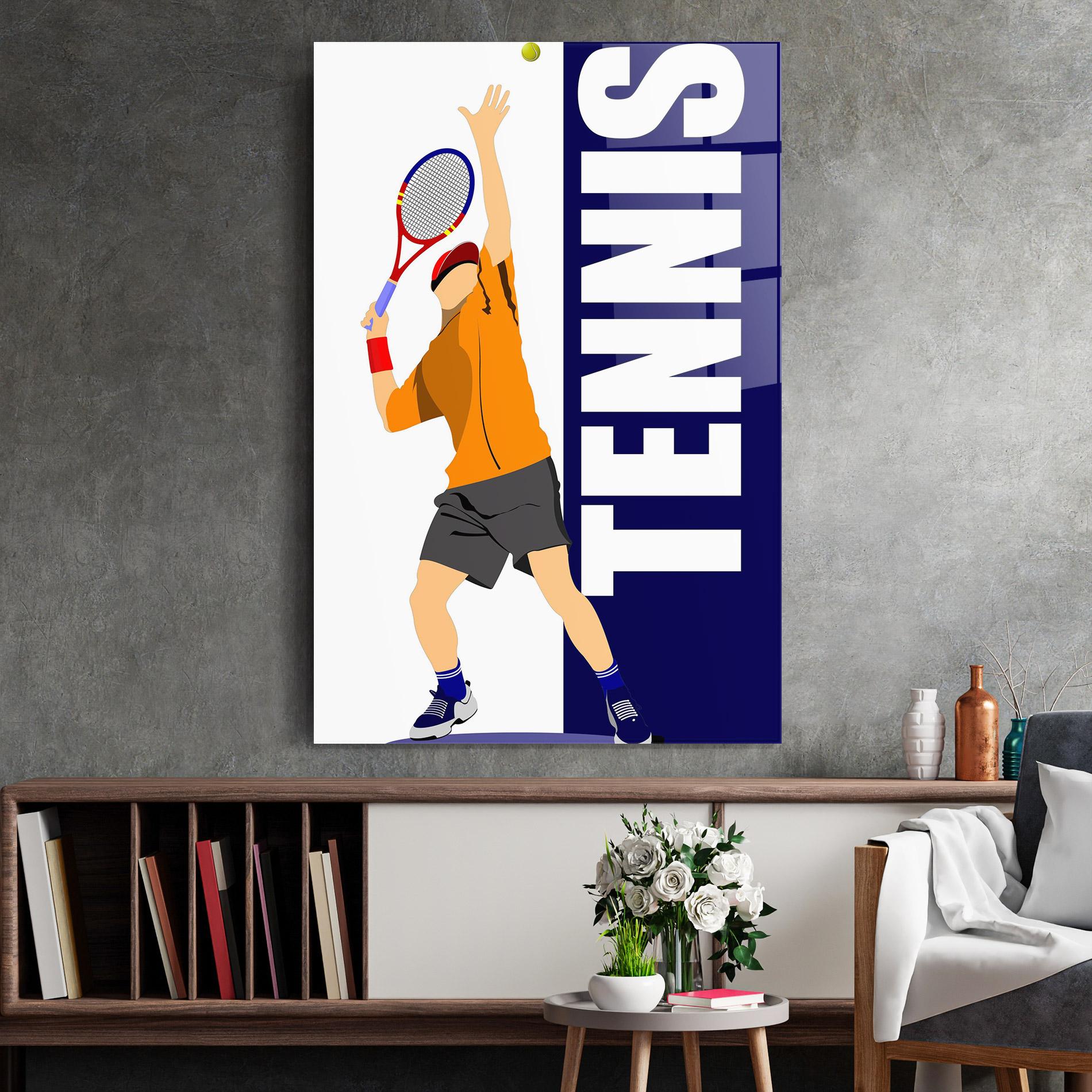 Tablou Sticla Orange Tennis Player mockup 2