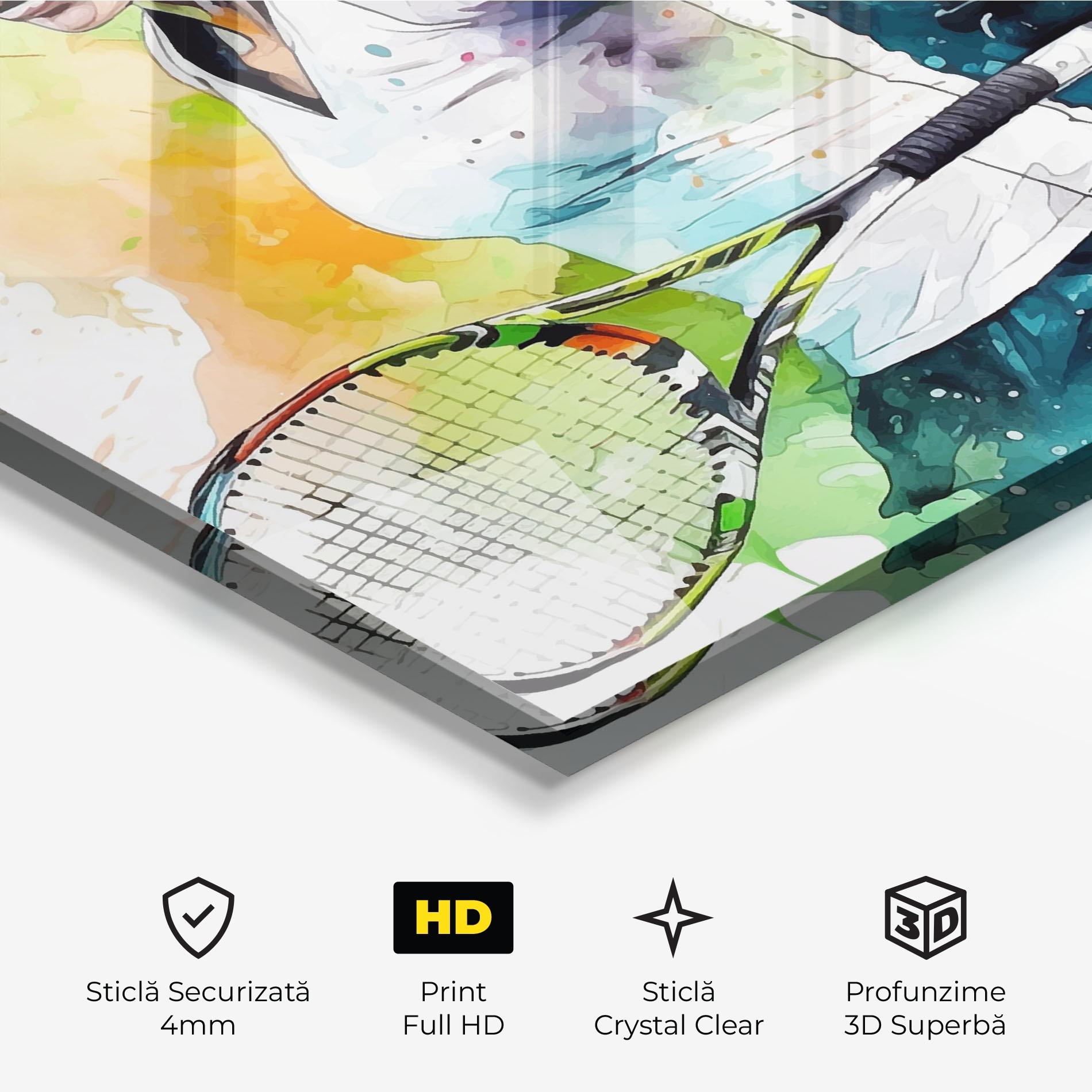 Tablou Sticla Green Blue Tennis mockup 3