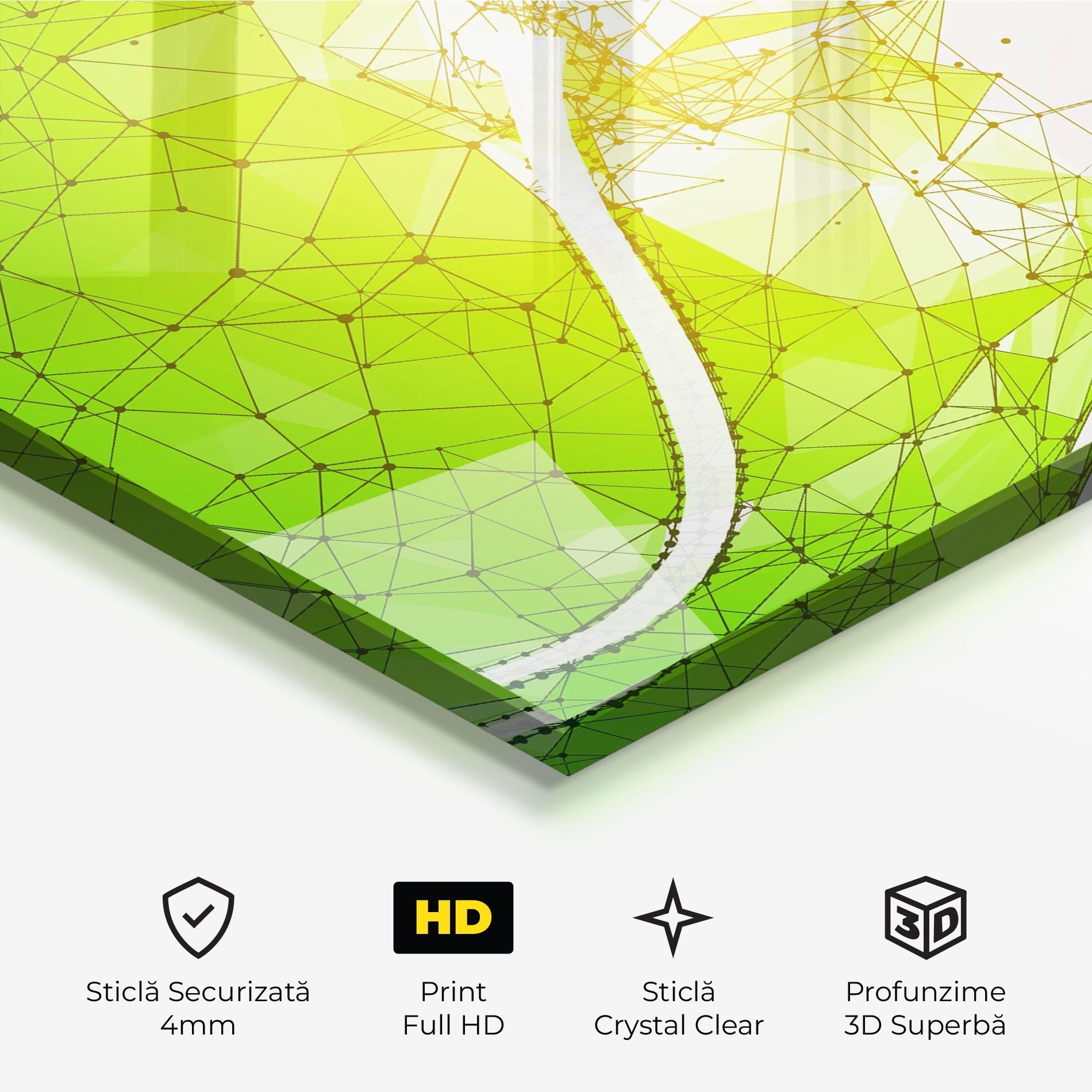 Tablou Sticla Green Line Tennis mockup 3