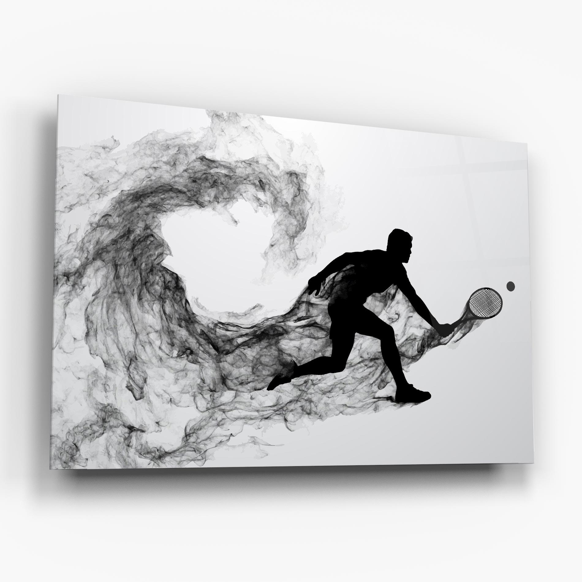 Tablou Sticla Black Smoke Tennis mockup 6