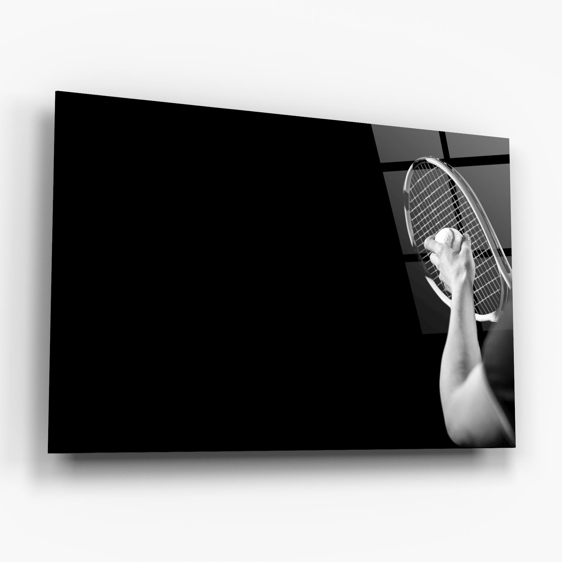 Tablou Sticla Grey Tennis Racket mockup 6