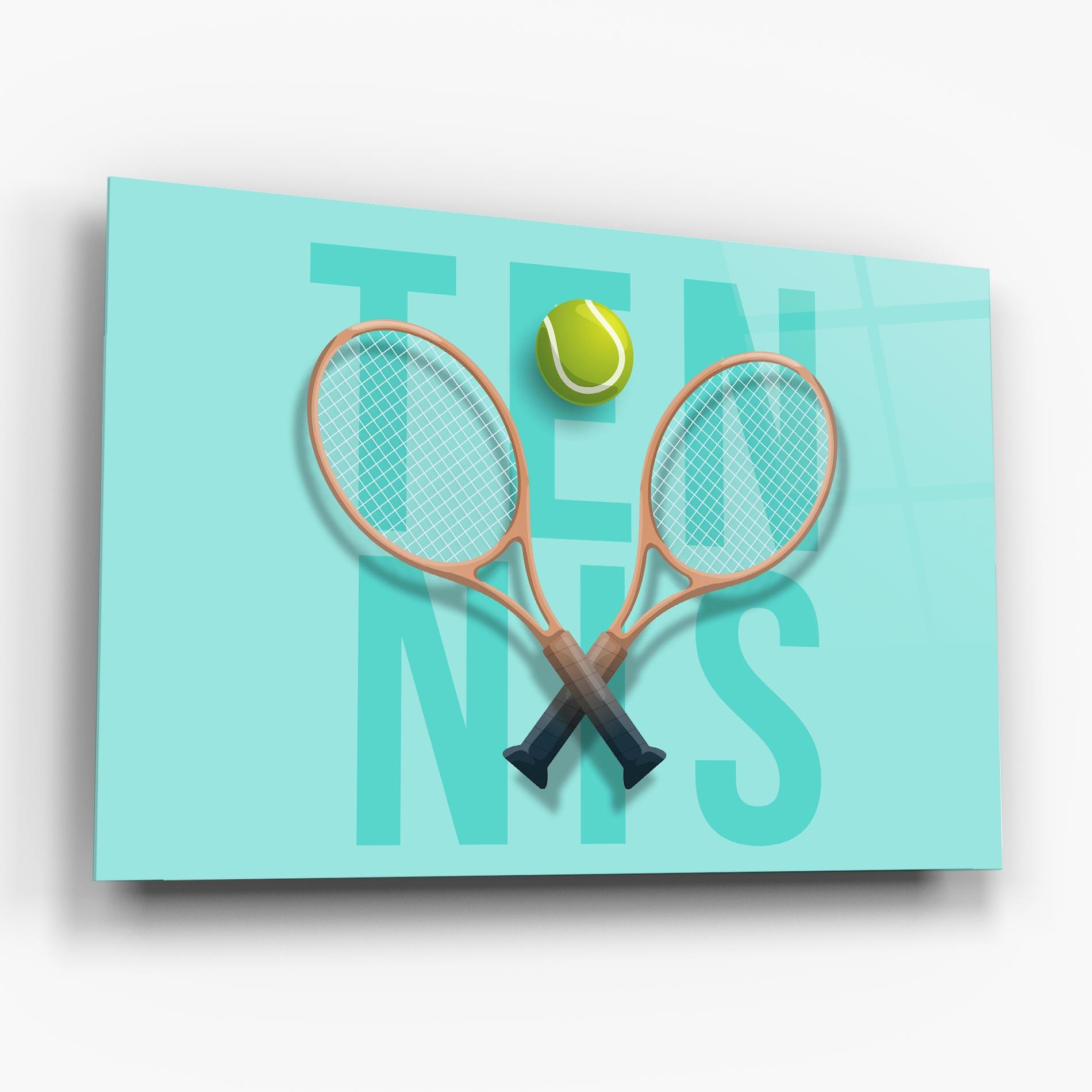 Tablou Sticla Light Blue Tennis mockup 6