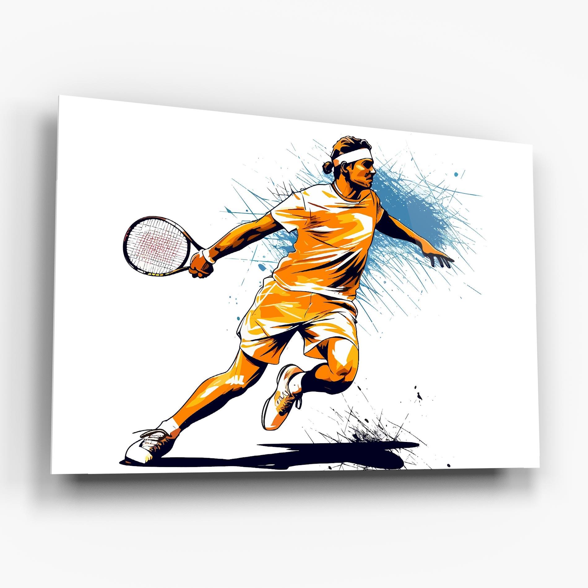 Tablou Sticla Orange Blue Tennis mockup 6
