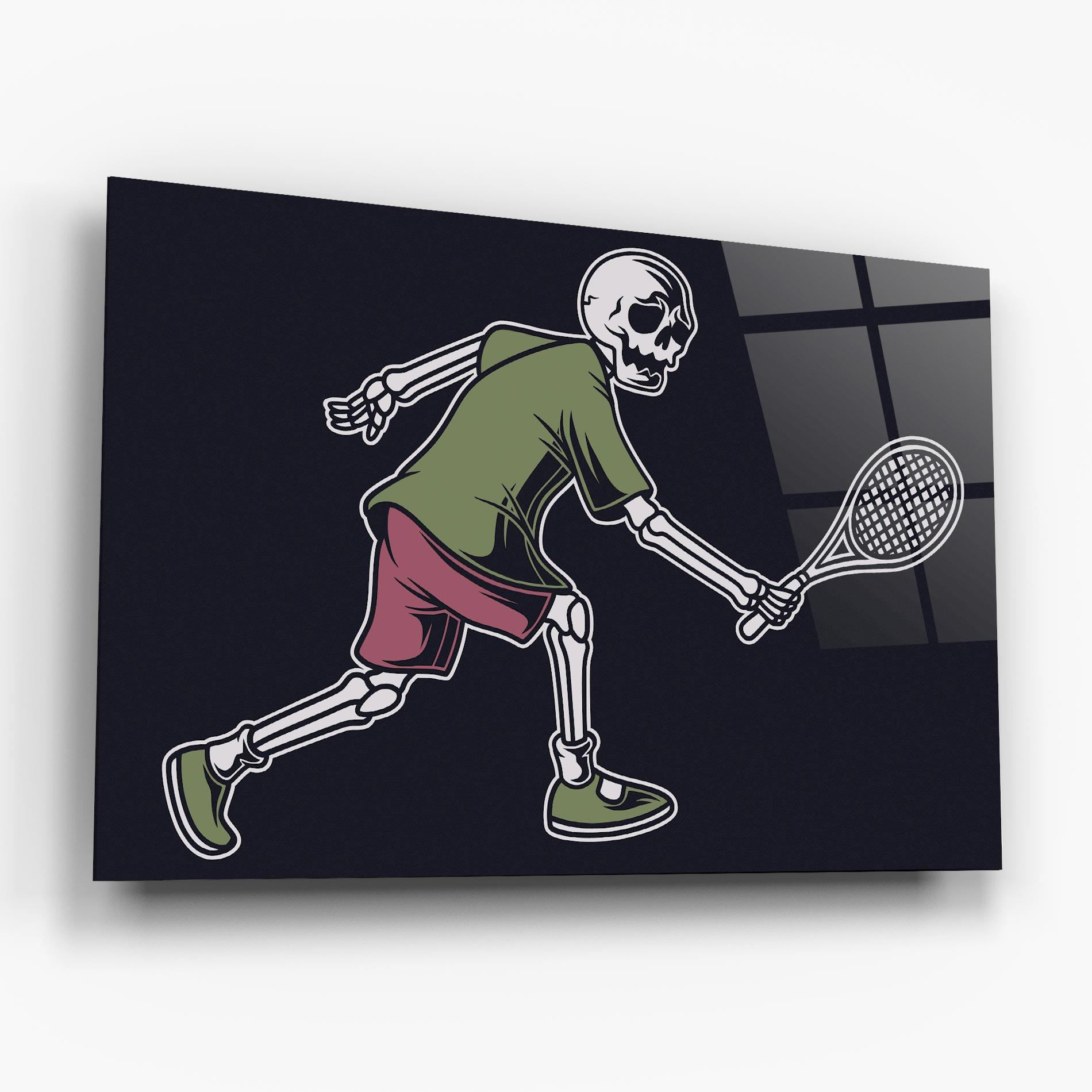 Tablou Sticla Skull Tennis mockup 6