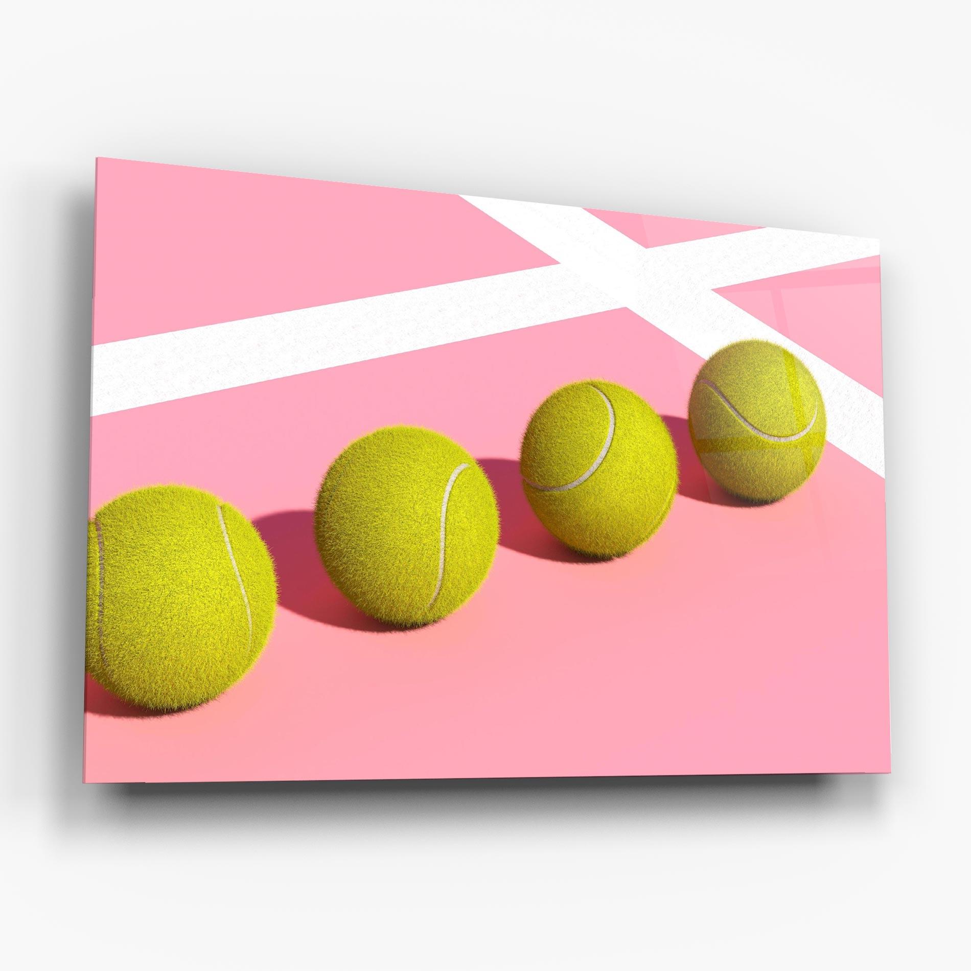 Tablou Sticla Tennis Balls On Pink mockup 6