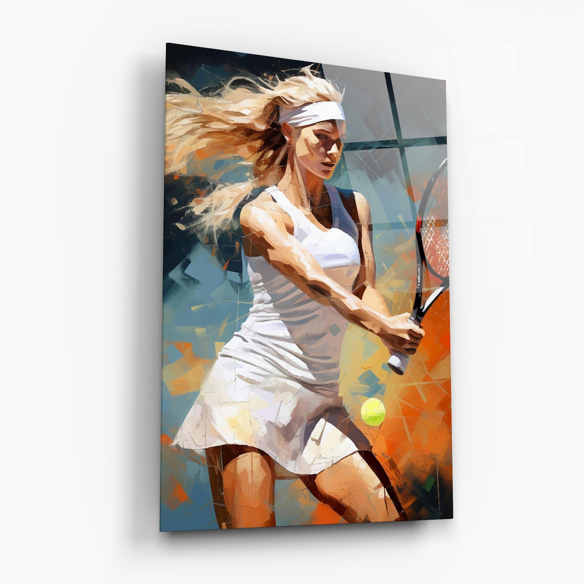 Tablou Sticla Blonde Tennis Girl mockup 6