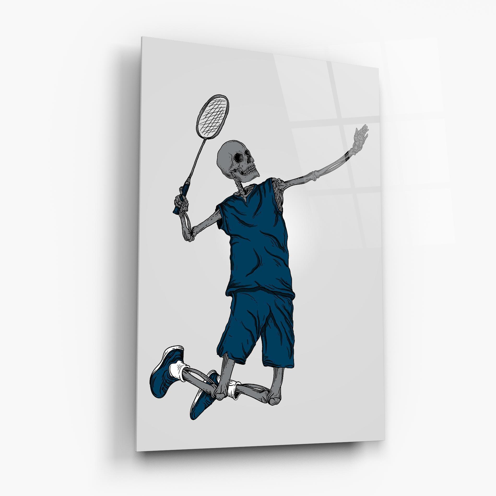 Tablou Sticla Blue Skull Tennis mockup 6