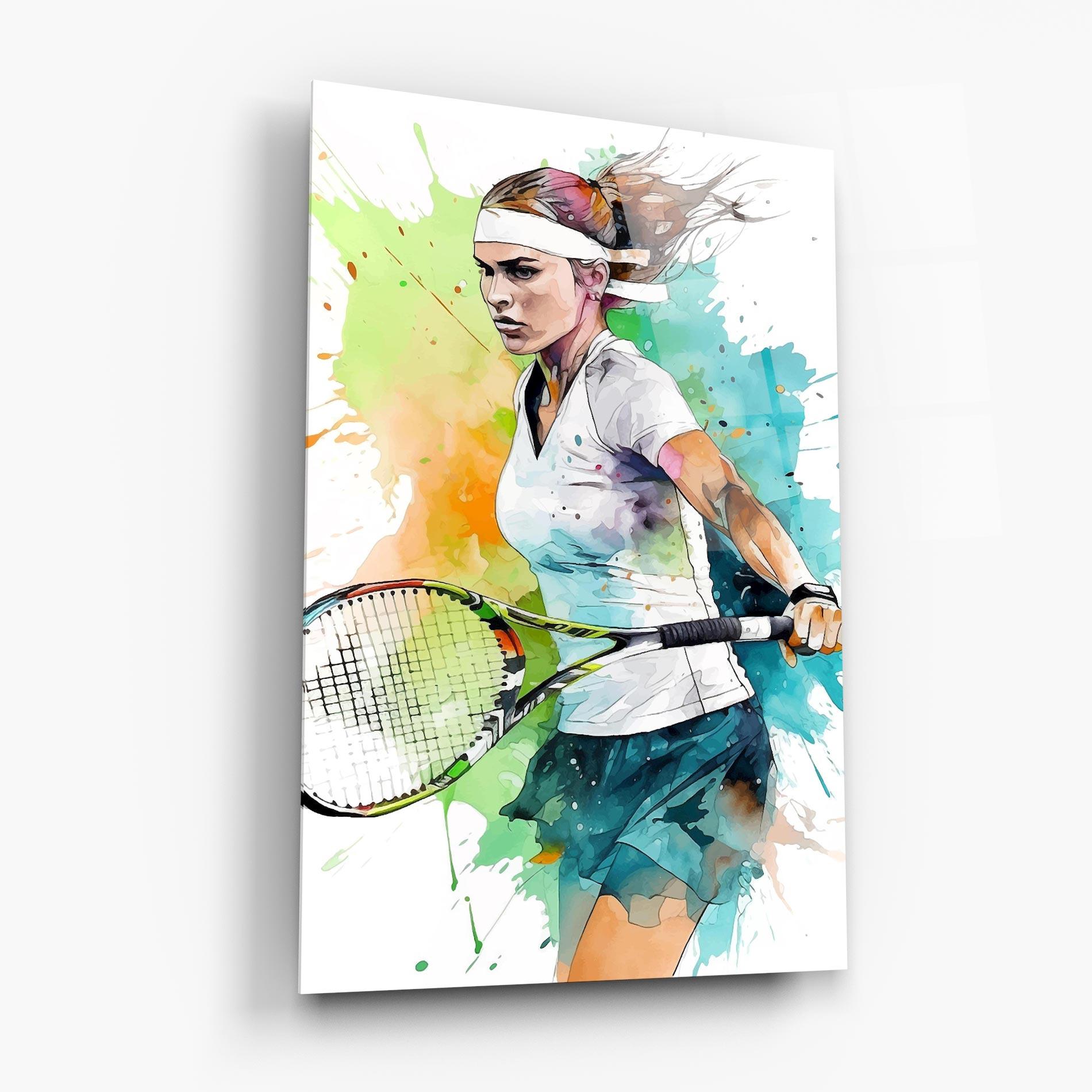 Tablou Sticla Green Blue Tennis mockup 6