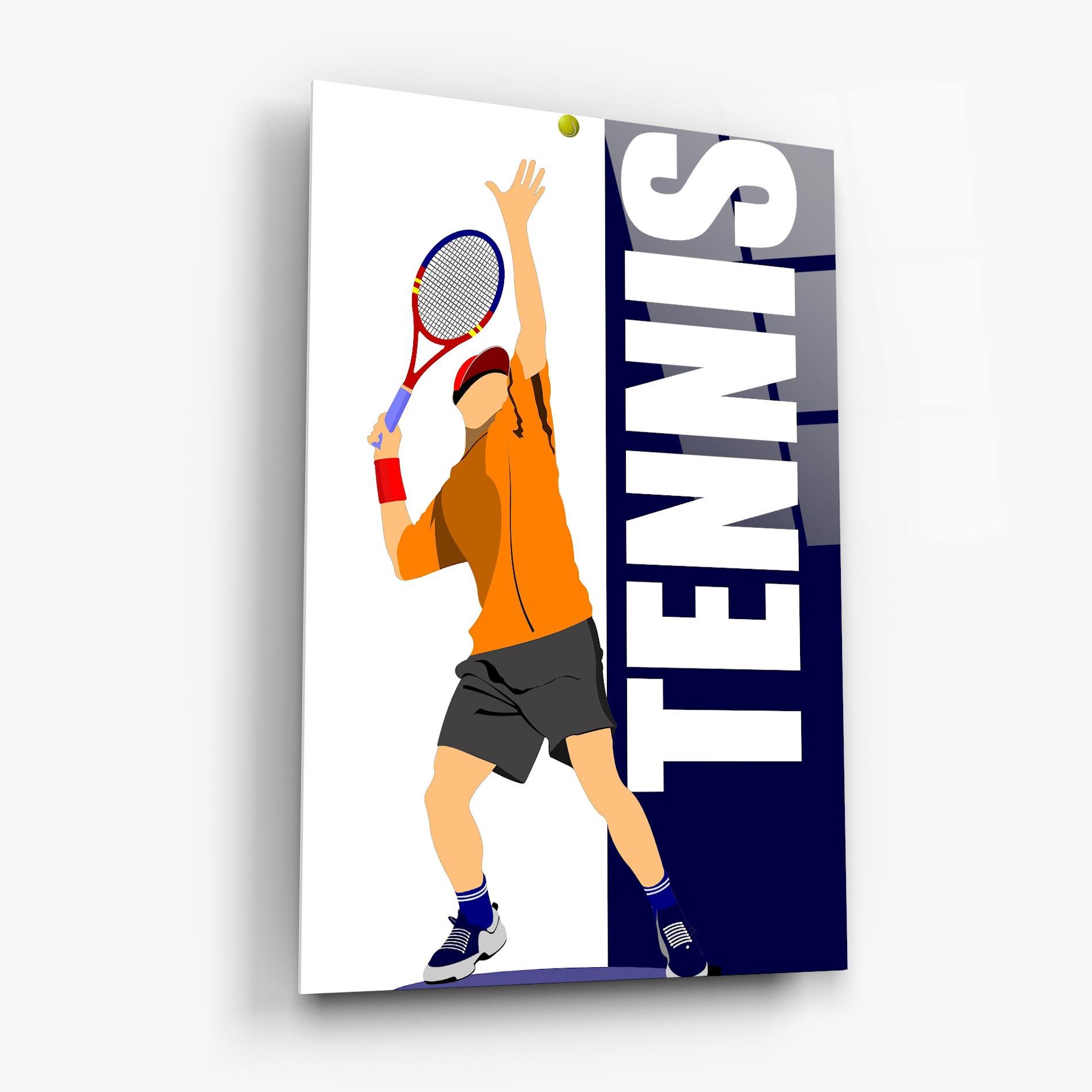 Tablou Sticla Orange Tennis Player mockup 6