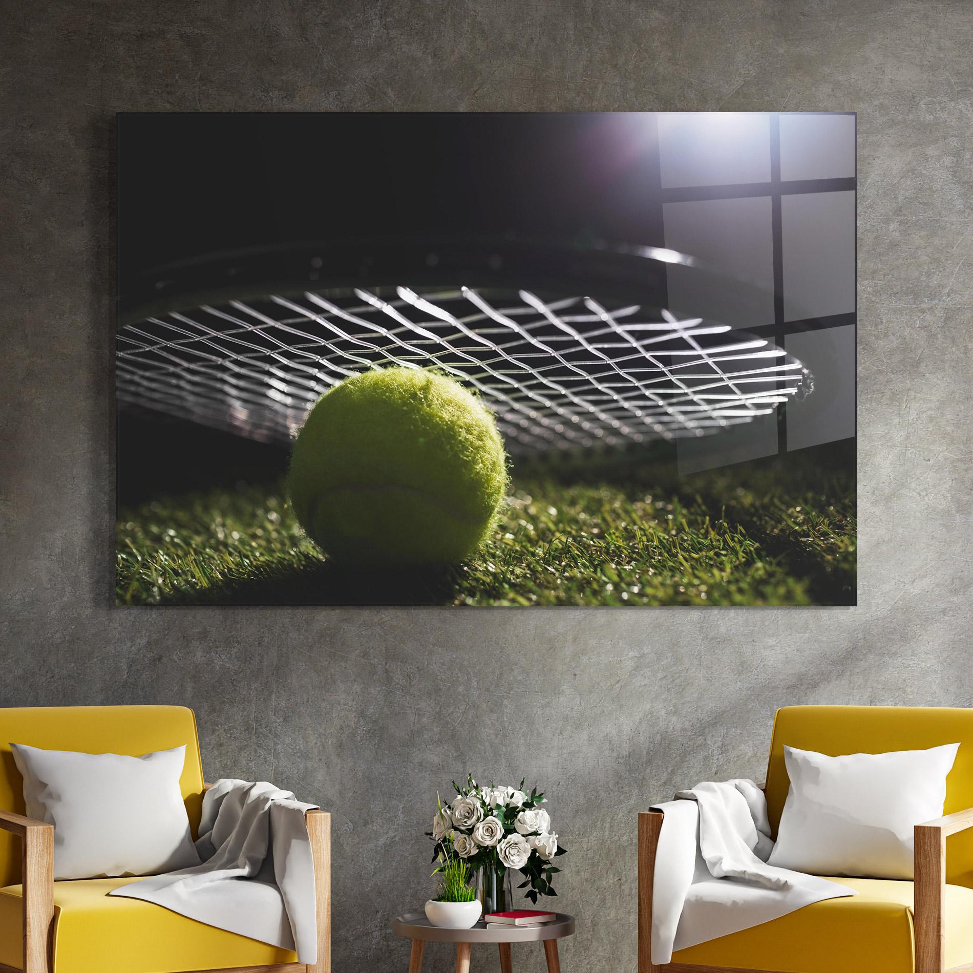 Tablou Sticla Close Up Tennis Ball mockup 4