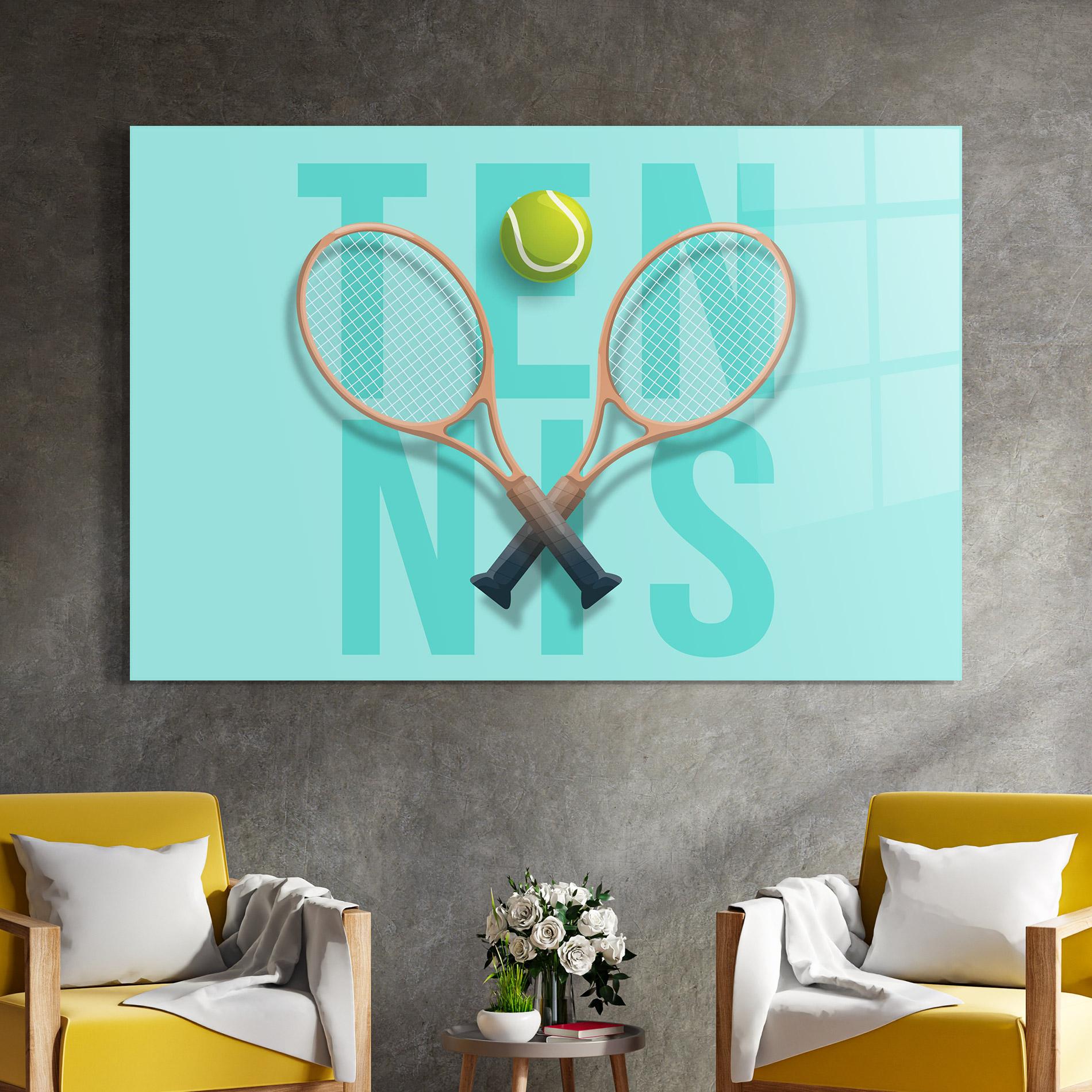 Tablou Sticla Light Blue Tennis mockup 4