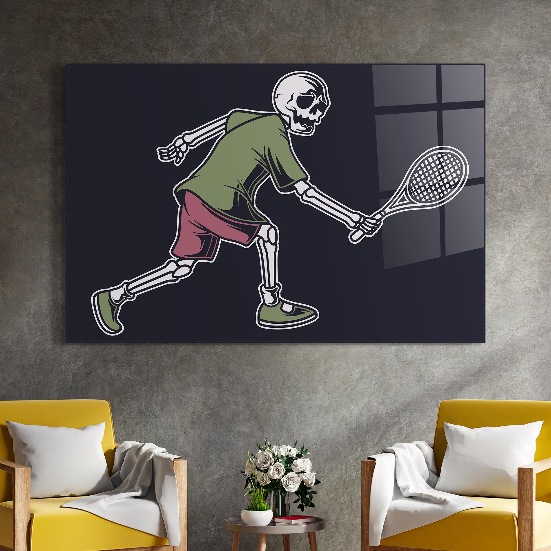 Tablou Sticla Skull Tennis mockup 4